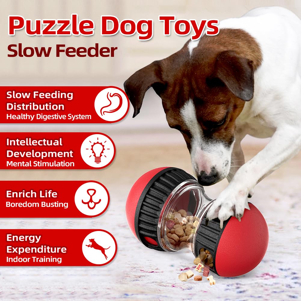 Mankoda Dog Puzzle Toys, Rolling Treat Dispensing Ball, Brain Stimulation & Slow Feeder, Dog Enrichment Toys To Keep Them Busy (