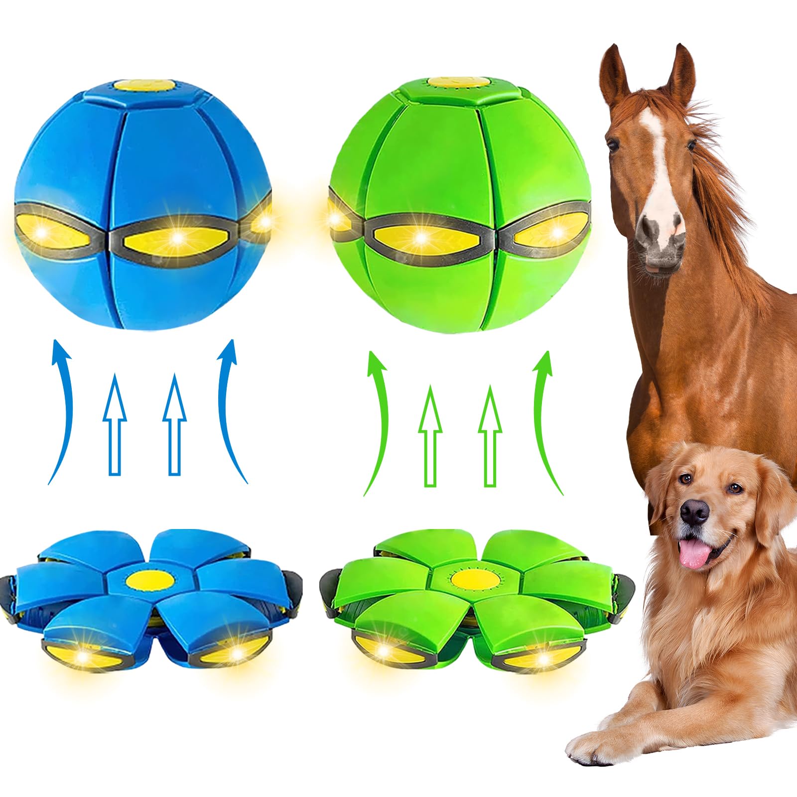 BADWALT 2PCS Horse Ball Toy for Horses with 6 Lights, Herding Disc Balls Toys for Horse, Interactive Play Exercise Training Ball