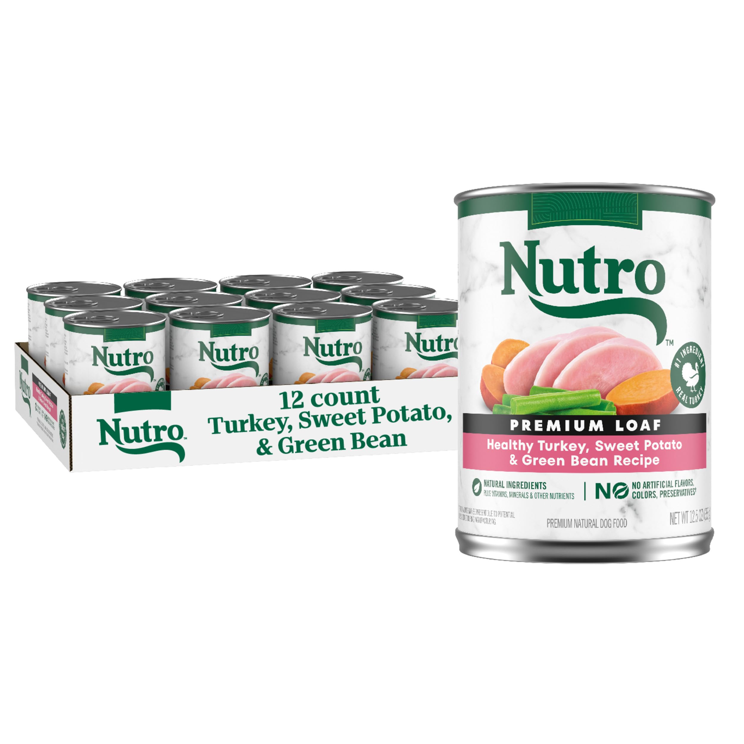 Nutro Natural Choice Premium Loaf Adult Wet Dog Food Turkey Recipe 12.5 oz. Cans (12 Count, Pack of 1)