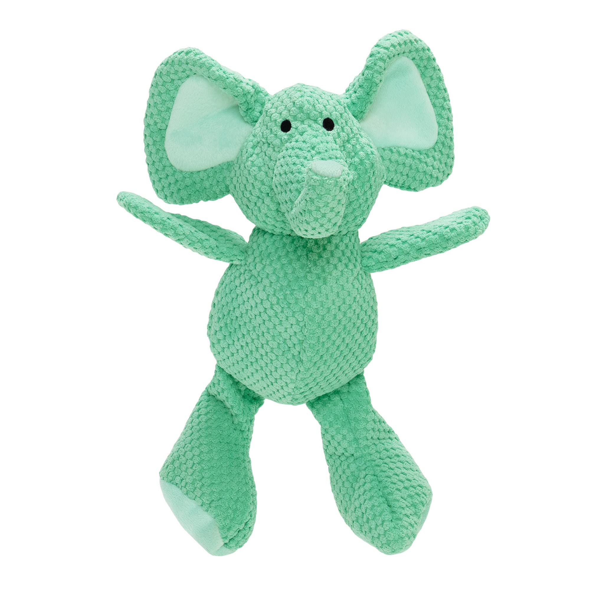 Godog Checkers Elephant Squeaky Plush Dog Toy, Chew Guard Technology - Green, Large