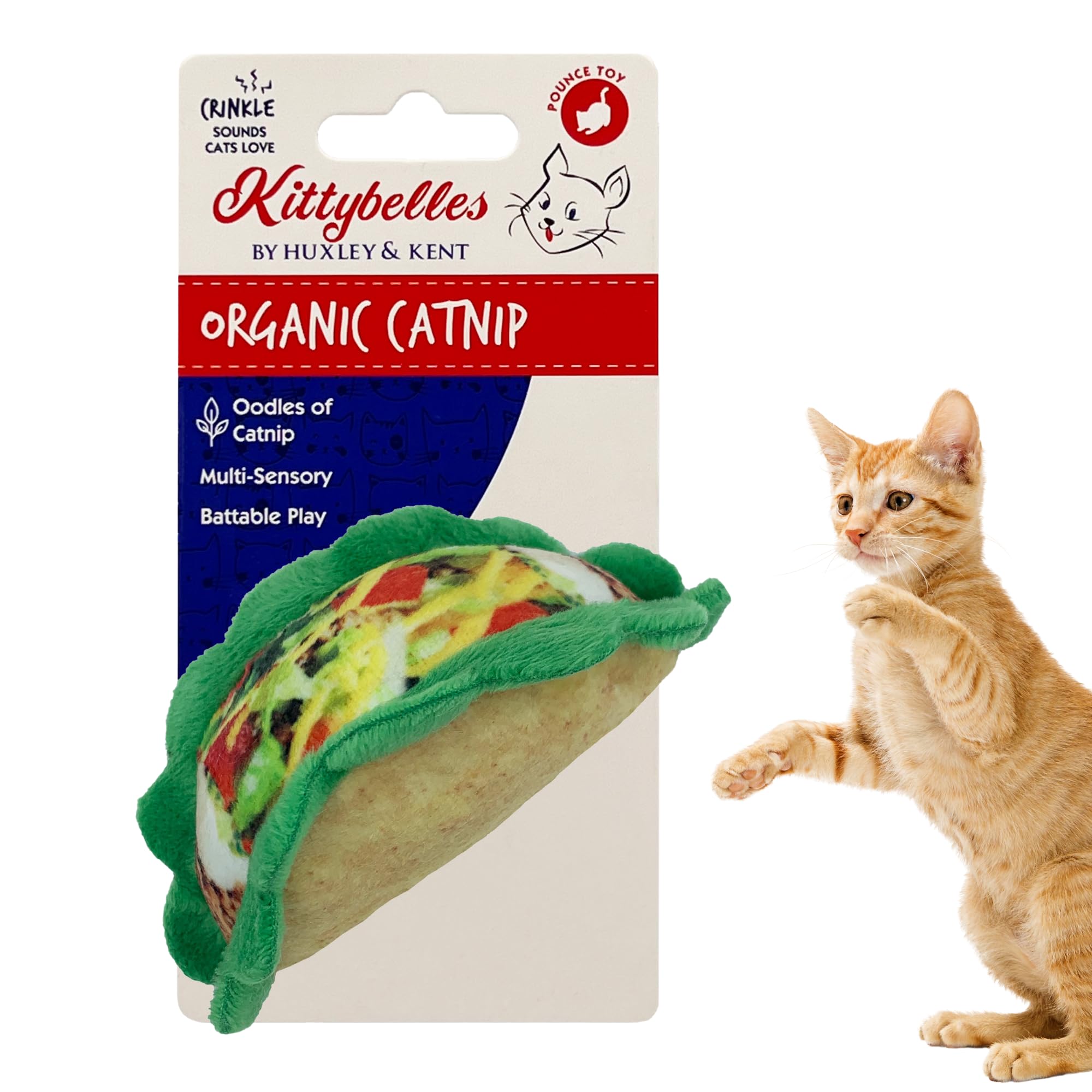 Huxley & Kent Plush Cat Toy - Taco - Snack Attack Strong Catnip Filled - Plush Interactive Kitten And Cat Toy With Catnip And Cr