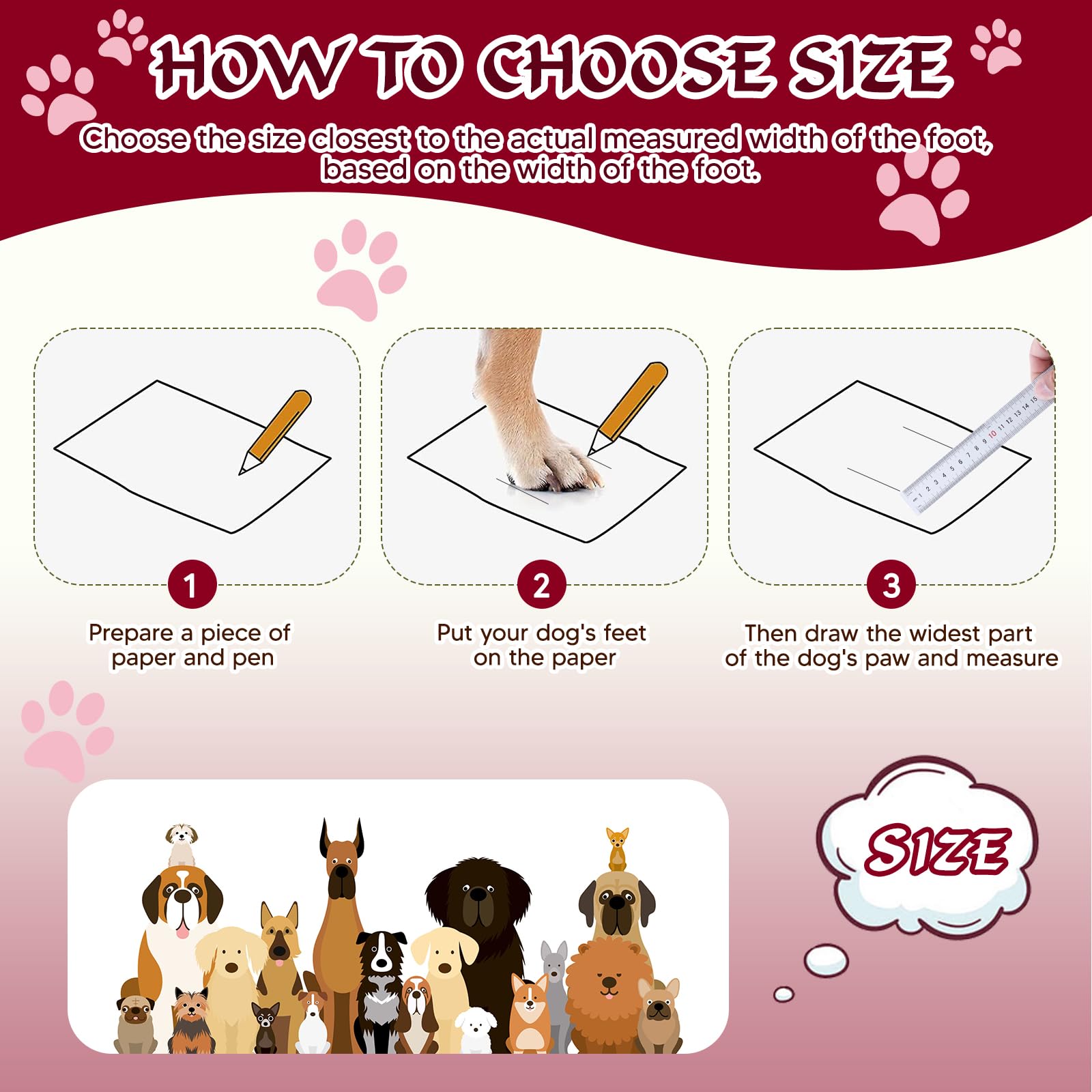 FISHOAKY Dog Shoes for Large Dogs, Waterproof Anti-Slip Boots, Size 7, Red, Model GH023, Perfect for Winter and Summer Use
