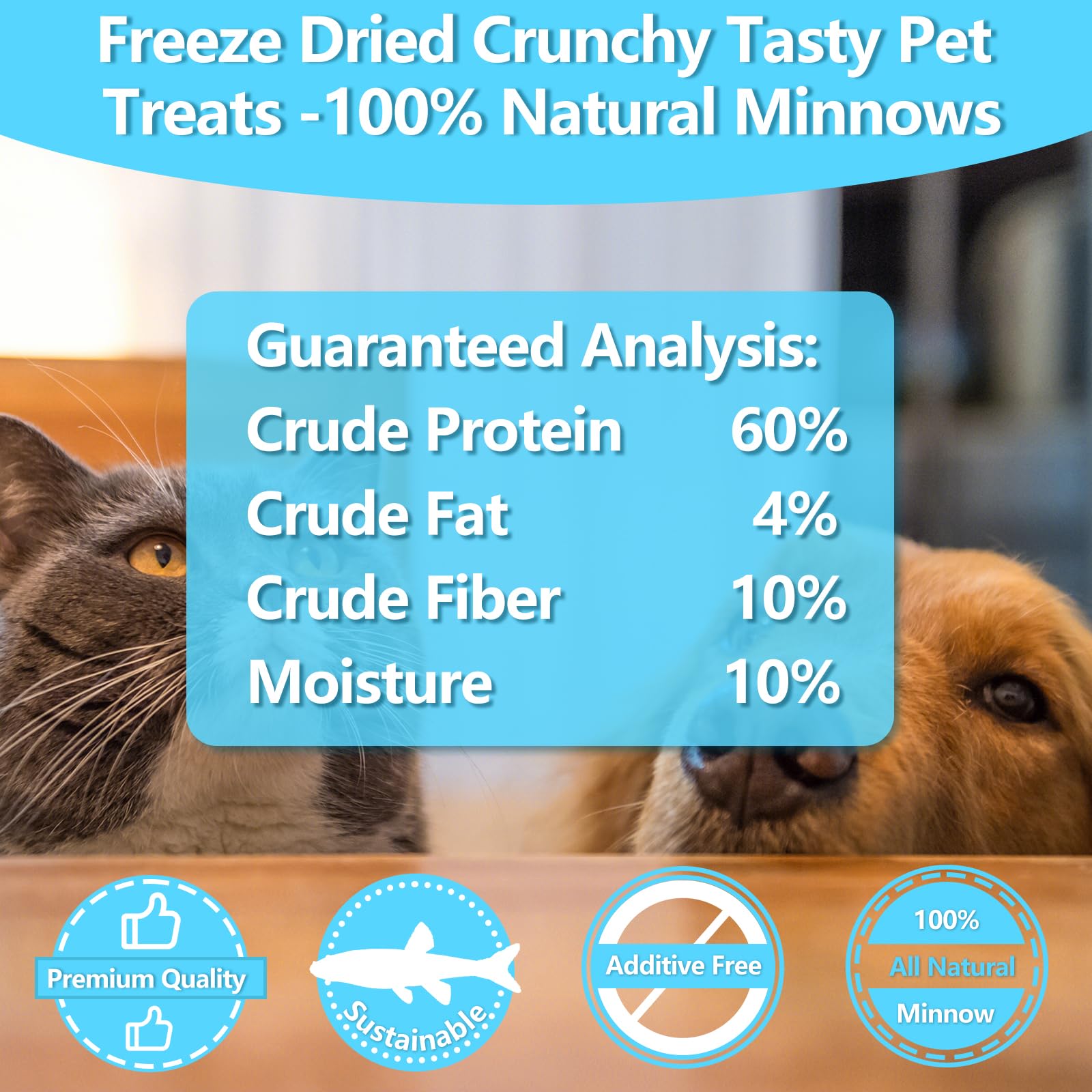 JADINGSFARM Minnows - 4 oz Freeze Dried - 100% Natural Premium Cat Treat, Dog Treat - Freeze Dried Minnows for Cats - Freeze Dri