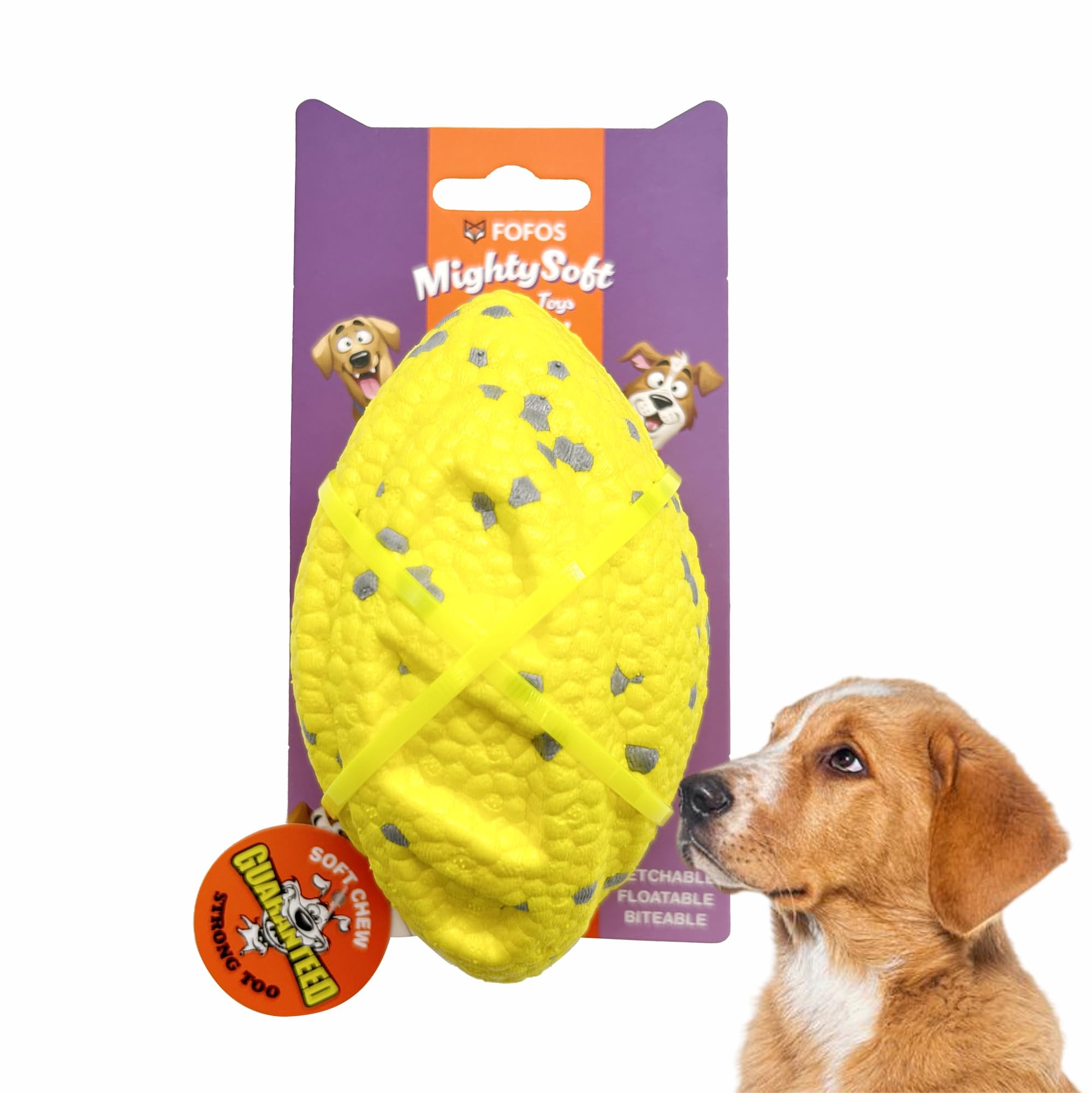 BarkButler x FOFOS Super Durable Rugby Ball Dog Toy  Chew Toys for Dogs, Dog Toys for Large Dogs (530kgs)  Yellow