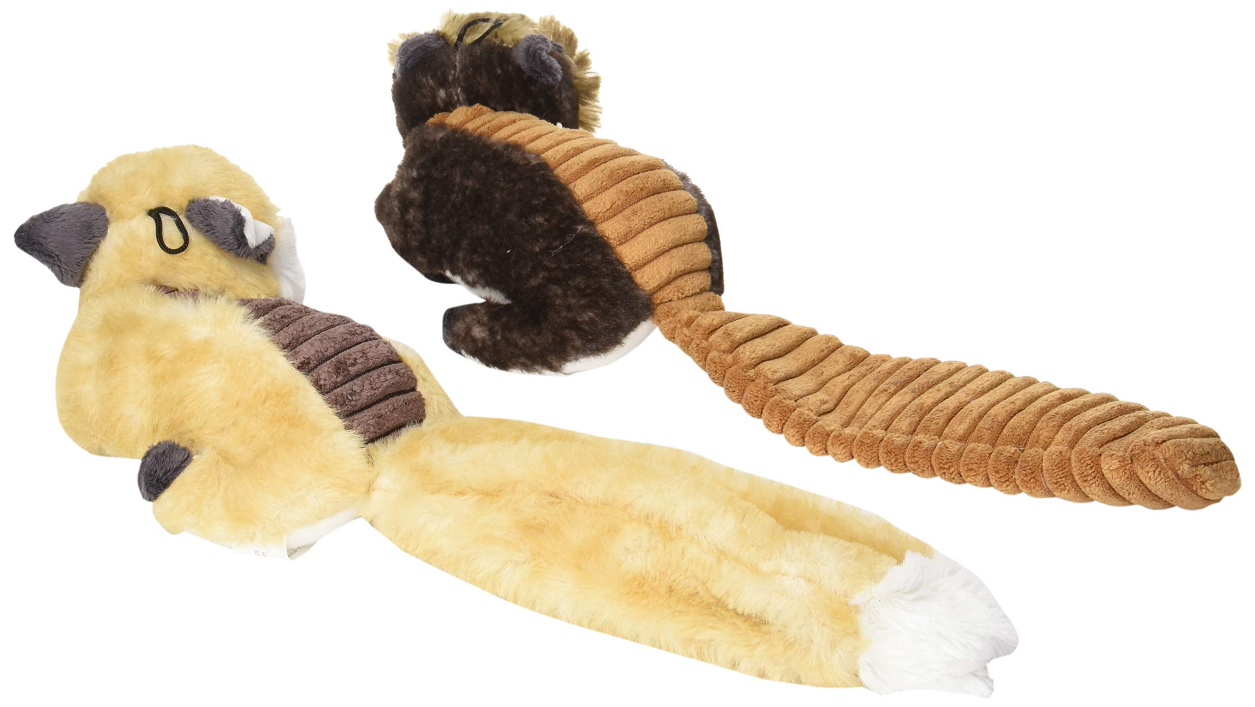 Bone Dry Squeaky Plush Pet Toy Collection, Plush, Beaver & Fox, 2, Piece