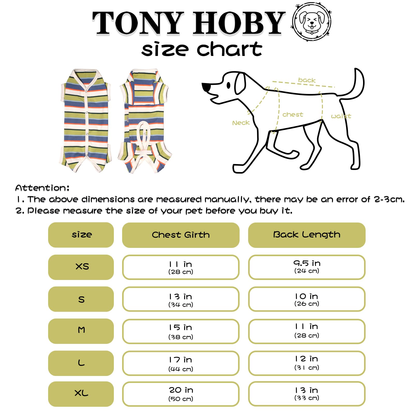 Tony Hoby Dog Pajamas, Jumpsuit & Shirt For Small/Medium Dogs (Blue & White, Boy, Xl) - Recovery Suit