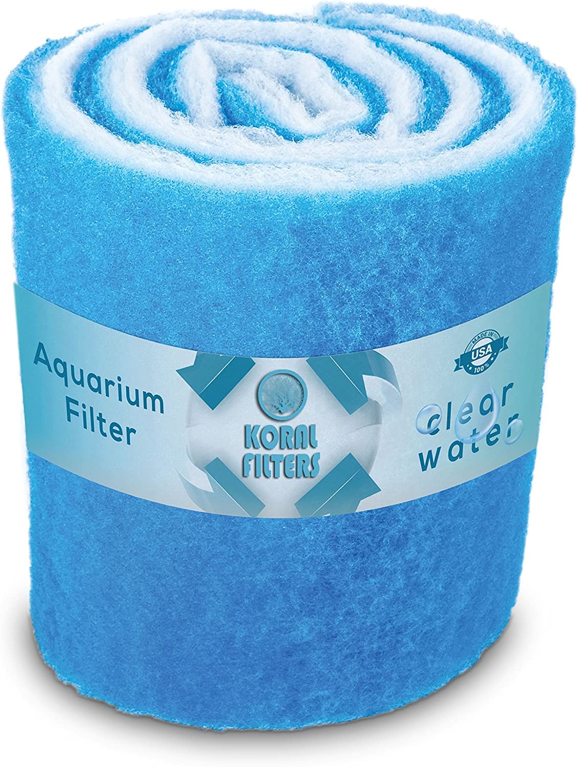 Koral Filters Aquarium Filter Pad Media Roll - Blue Bonded - 12 Inches By 120 Inches (10 Ft) By 0.75 Inches - Cut To Fit - Durable - Fish And Reef Aquarium Compatible - Clean Water
