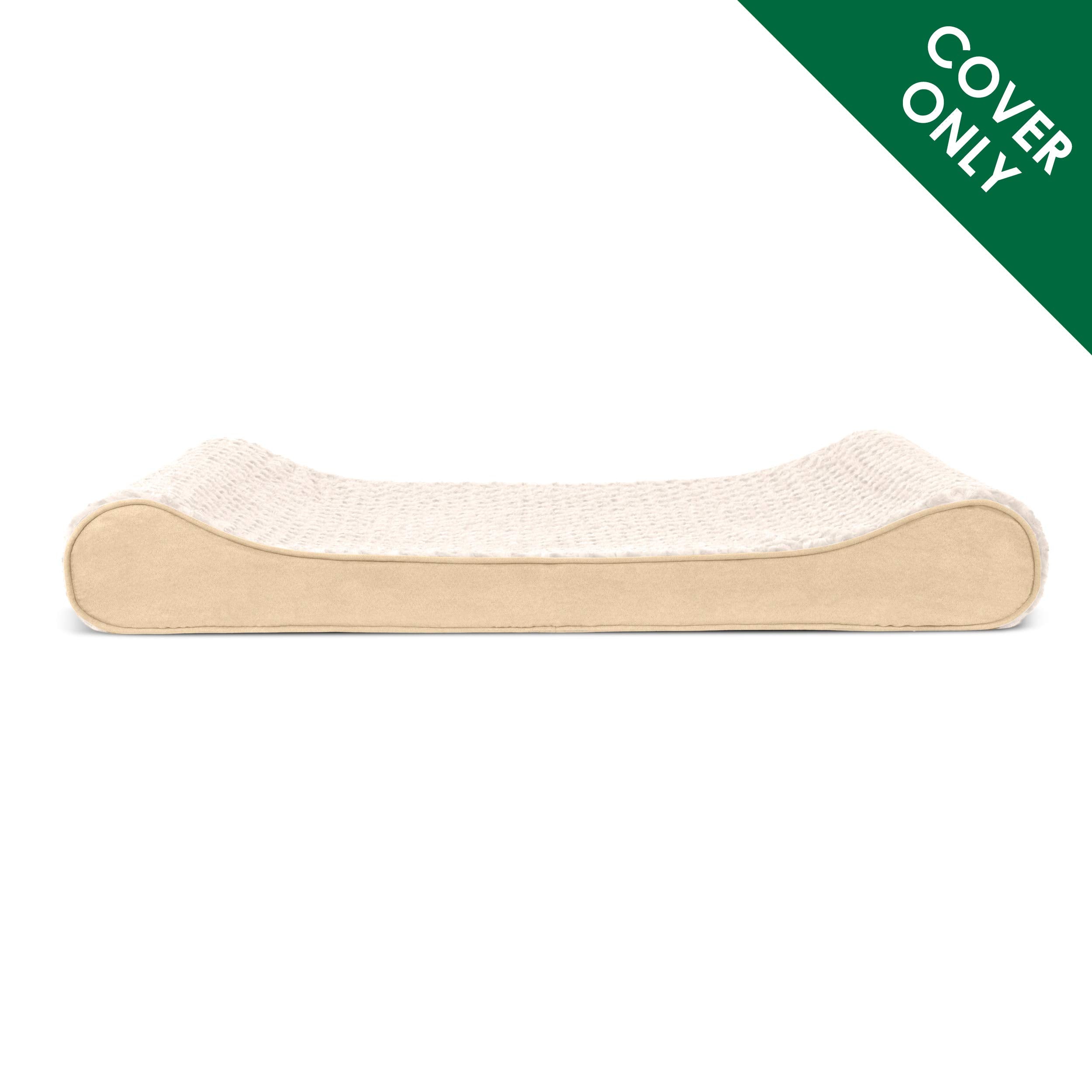 Furhaven Ultra Plush Faux Fur & Suede Dog Bed Cover, Jumbo 45"x30", Machine Washable, Cream, Model CVR-31535083