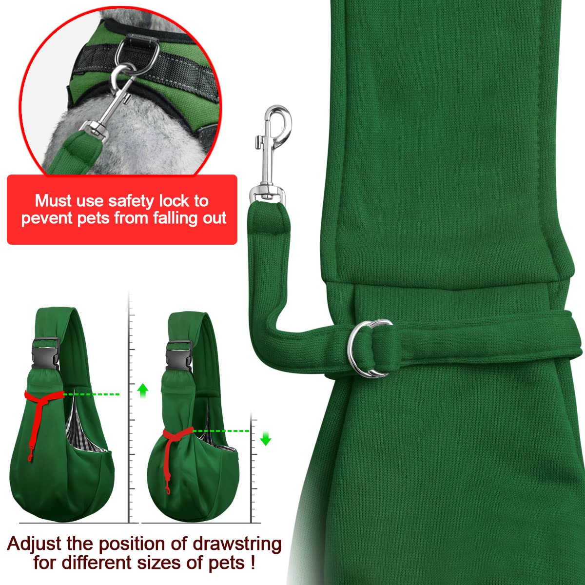 Tomkas Dog Sling Carrier For Small Dogs Puppy Carrier For Small Dogs (Emerald Green, Adjustable Strap & Zipper Pocket)