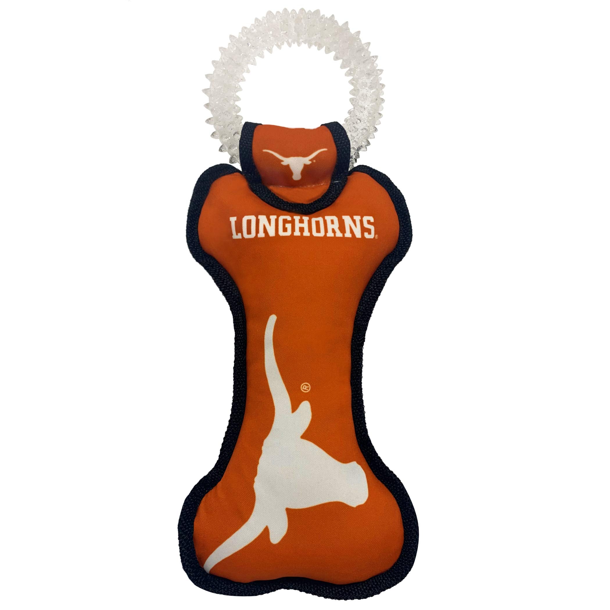 Pets First Ncaa Texas Longhorns Dental Dog Tug Toy With Squeaker. Tough Pet Toy For Healthy Fun, Teething & Cleaning Pets Teeth 
