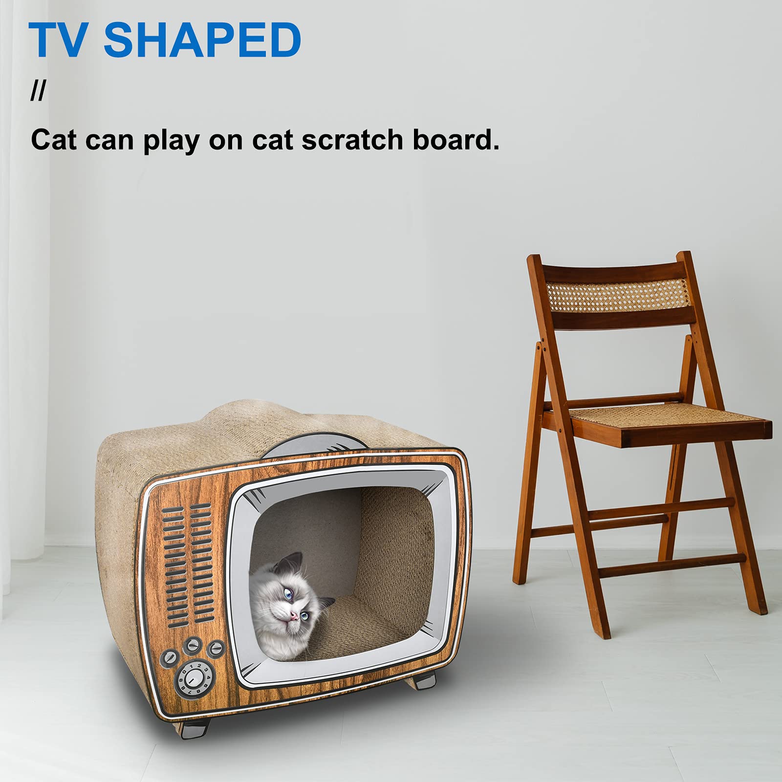 Fluffydream Tv Cat Scratcher Cardboard Lounge Bed, Cat Scratching Board, Durable Board Pads Prevents Furniture Damage