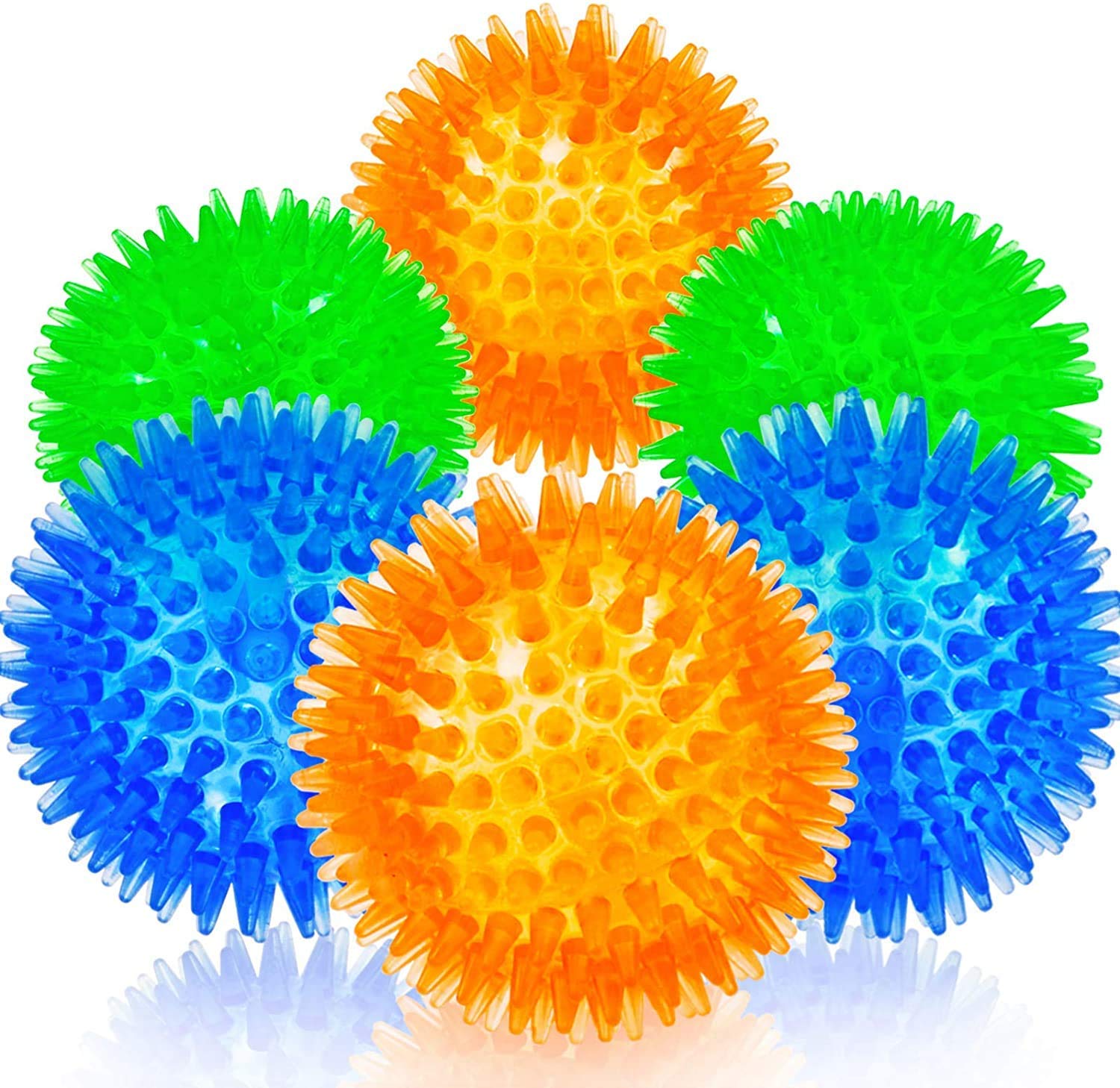 Pet Guard Spike Ball Large LED Lightup for Kids, Toy for Kids, Elastic Fetch Ball for Dogs Pack of 3 (Mix Color)