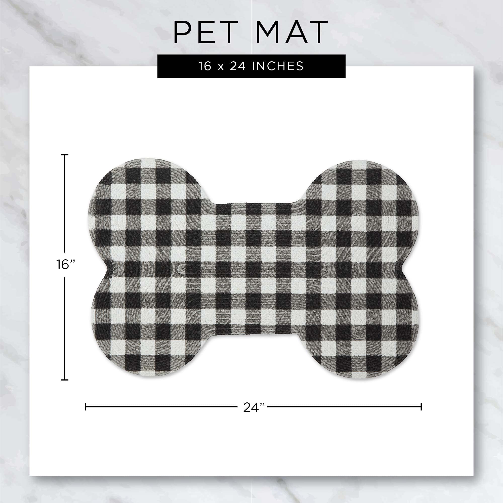 Bone Dry DII Braided Pet Mat Collection 100% Cotton, Bone Shape, Gray Eat Play Love