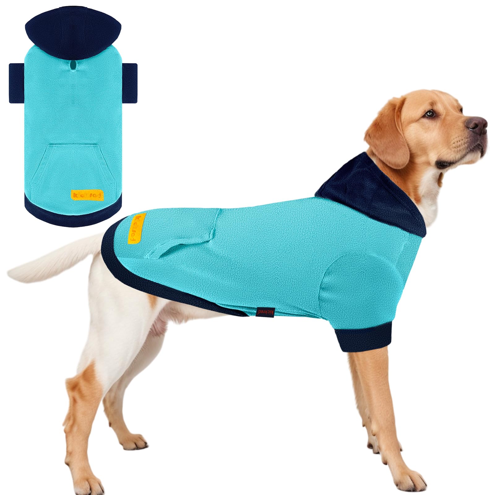 Kickred Dog Hoodie Sweatshirts, Fleece Warm Sweater For Dogs, Pet Warm Sweatshirt, Granular Velvet Sweater With Hat And Leash Ho