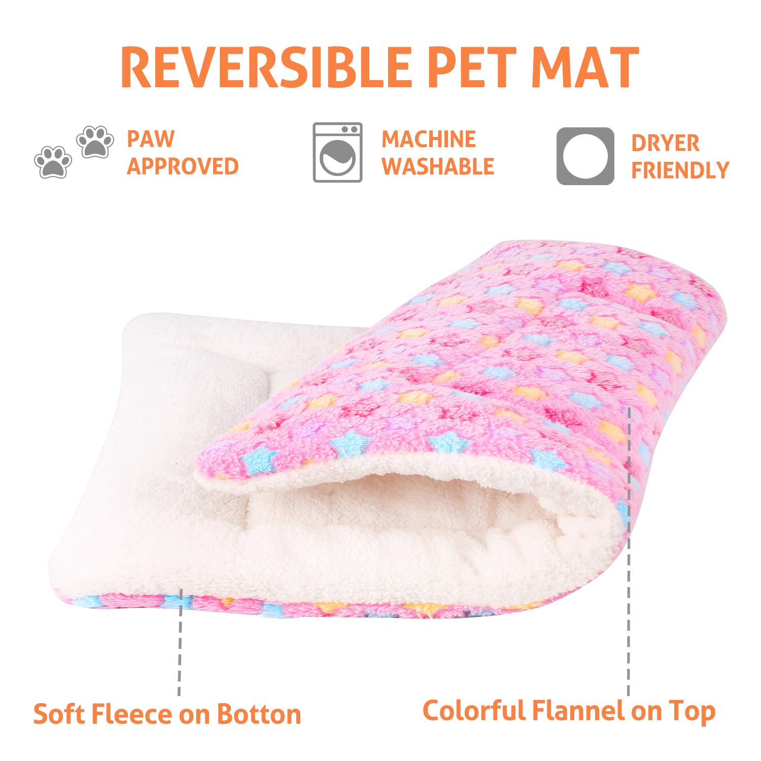 Mora Pets Dog Bed Crate Pad Ultra Soft Pet Bed With Cute Star Print Washable Crate Mat For Large Medium Small Dogs Reversible Fleece Dog Crate Kennel Mat Cat Bed Liner 41 X 29 Inch Pink