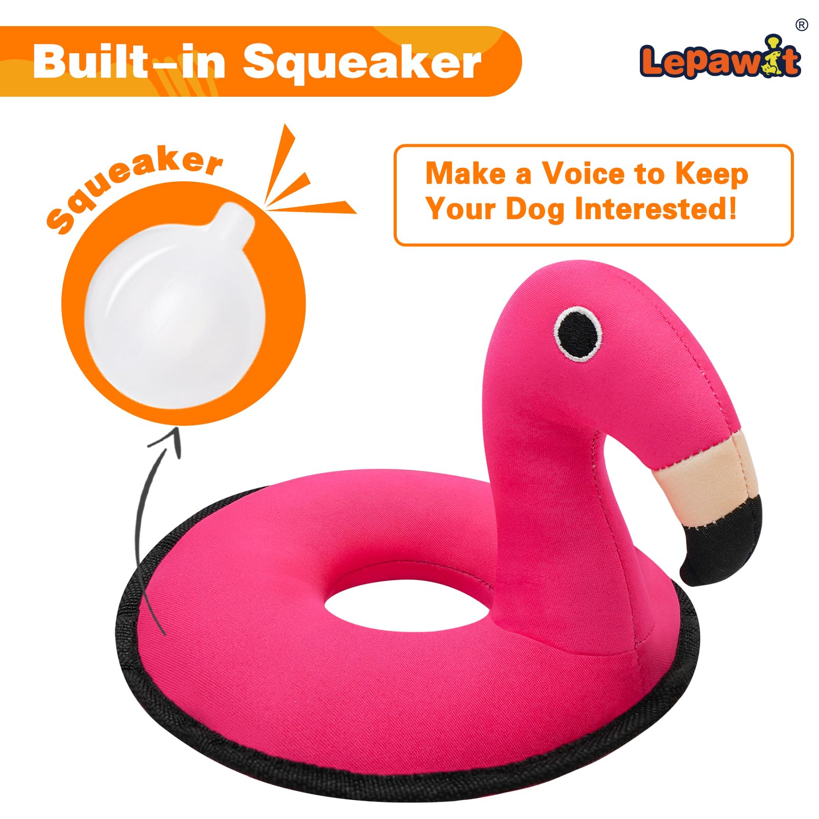 Lepawit Squeaky Dog Toys, Floating Dog Toys For Indoor Or Outward Play, Swim Ring Design Interactive Dog Gifts For Small And Med