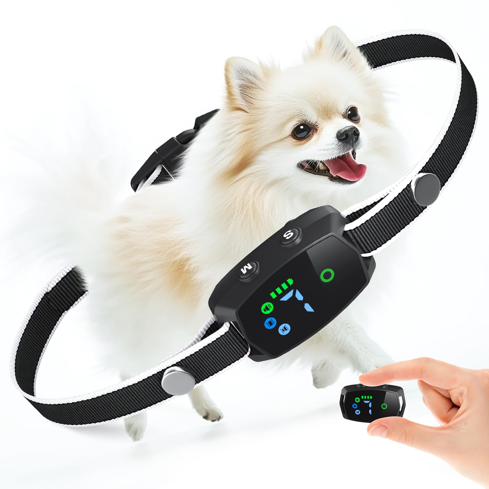 No Shock Anti Barking Collar, Rechargeable Dog Bark Collar For Medium Small Dogs, Humane Smart Collar, 7 Sensitivity Levels And 