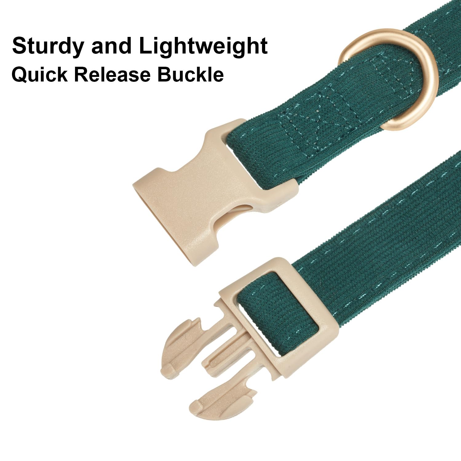 Yudote Soft Cotton Dog Collar Adjustable Corduroy Dog Collars For Small Medium Large Dogs(Dark Green,Medium)