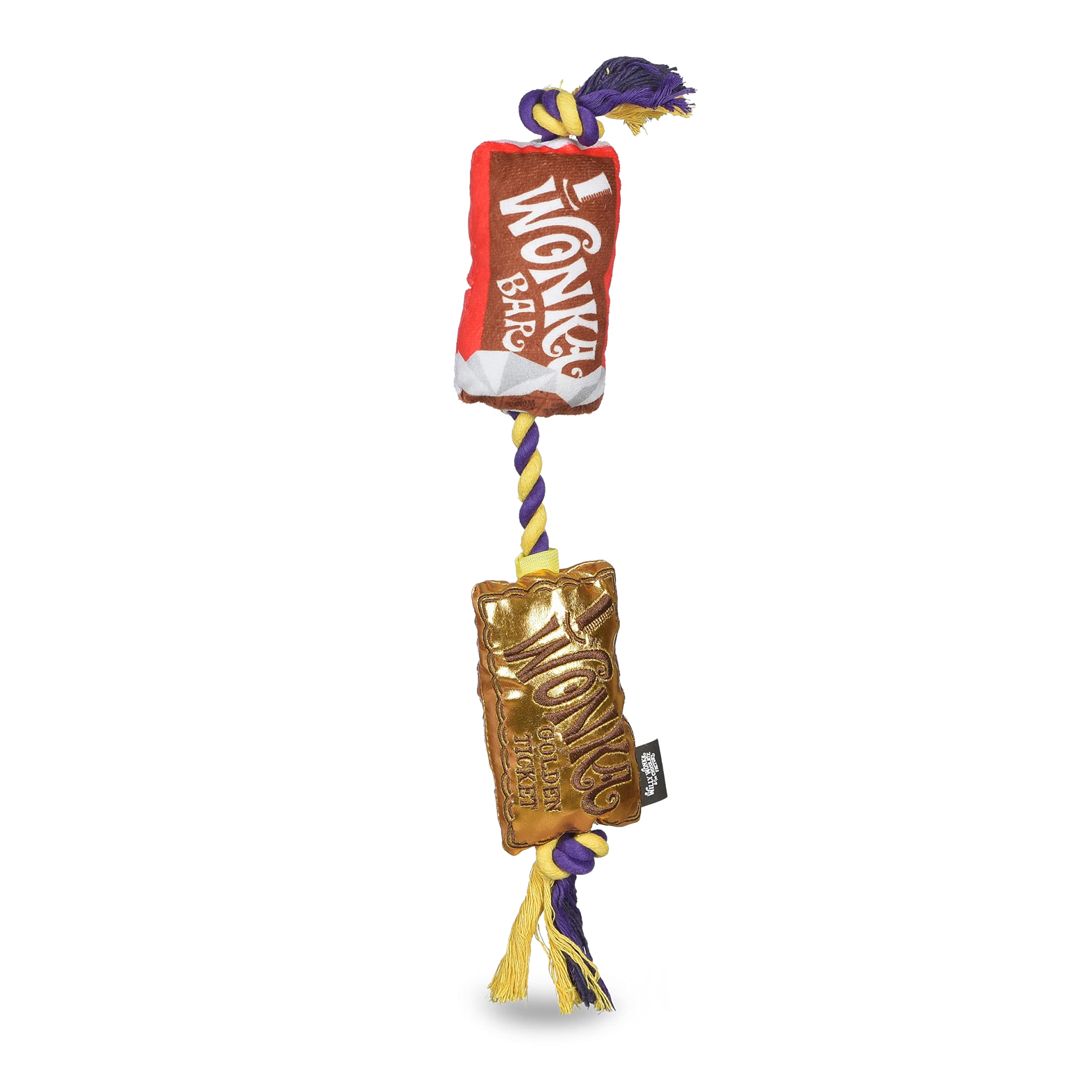 WILLY WONKA Pets Wonka Bar Plush Golden Ticket Rope Toy - Luxury Multisensory Pet Toy, Trendy Gifts for Pets