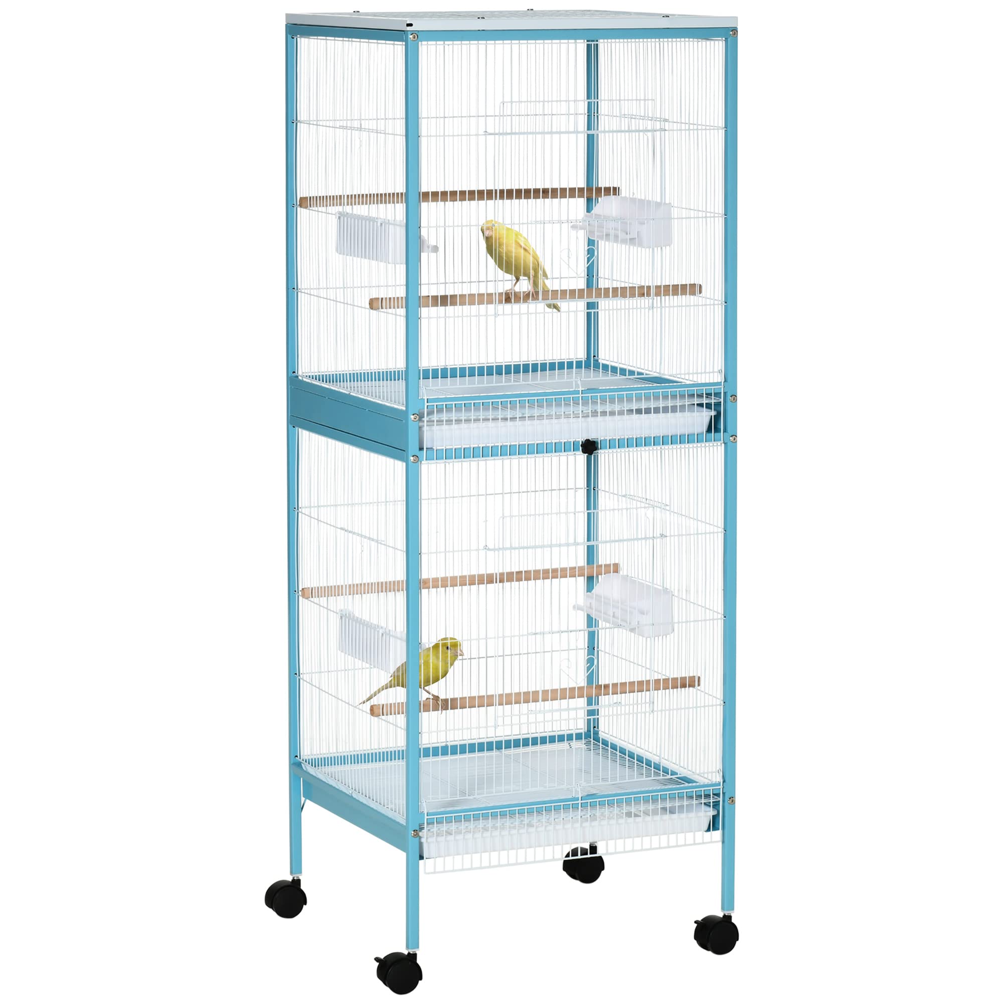 PawHut Large Bird Cage with 1.7 ft. Width for Wingspan, Bird Aviary Indoor with Multi-Door Design, Fit for a Canary, Finch, Conu