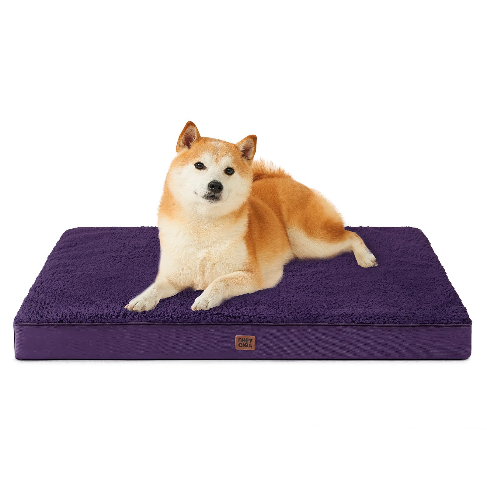 EHEYCIGA Orthopedic Dog Beds for Large Dogs with Removable Washable Cover, Purple, 36x27
