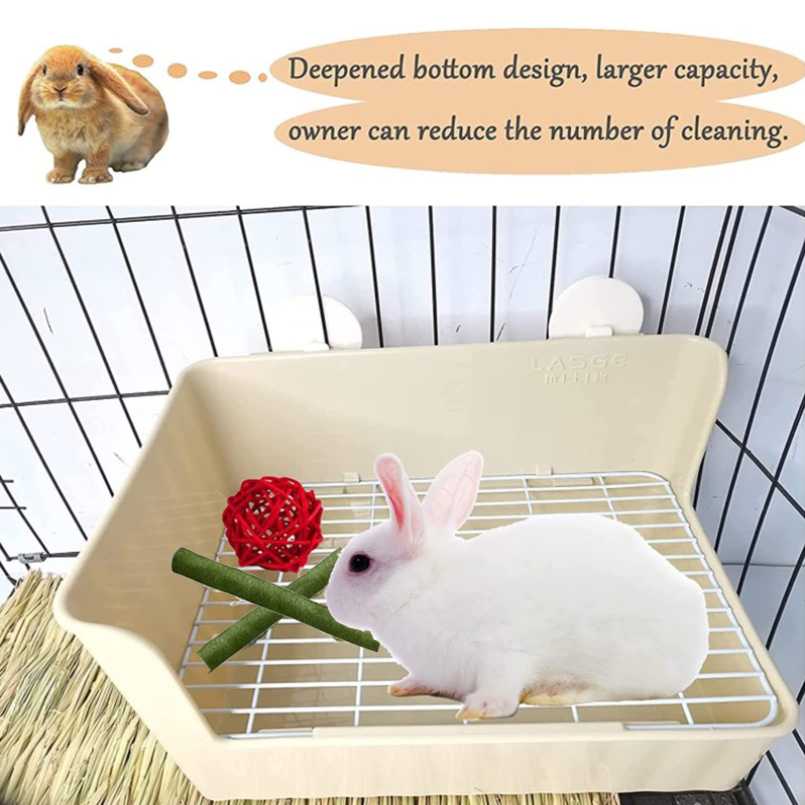 Tfwadmx Rabbit Litter Box Toilet Bunny Corner Litter Pan Pet Toilet Potty Trainer With Scoop Rabbit Chew Toys For Guinea Pigs Galesaur Chinchilla Ferret Small Animal (Brown)