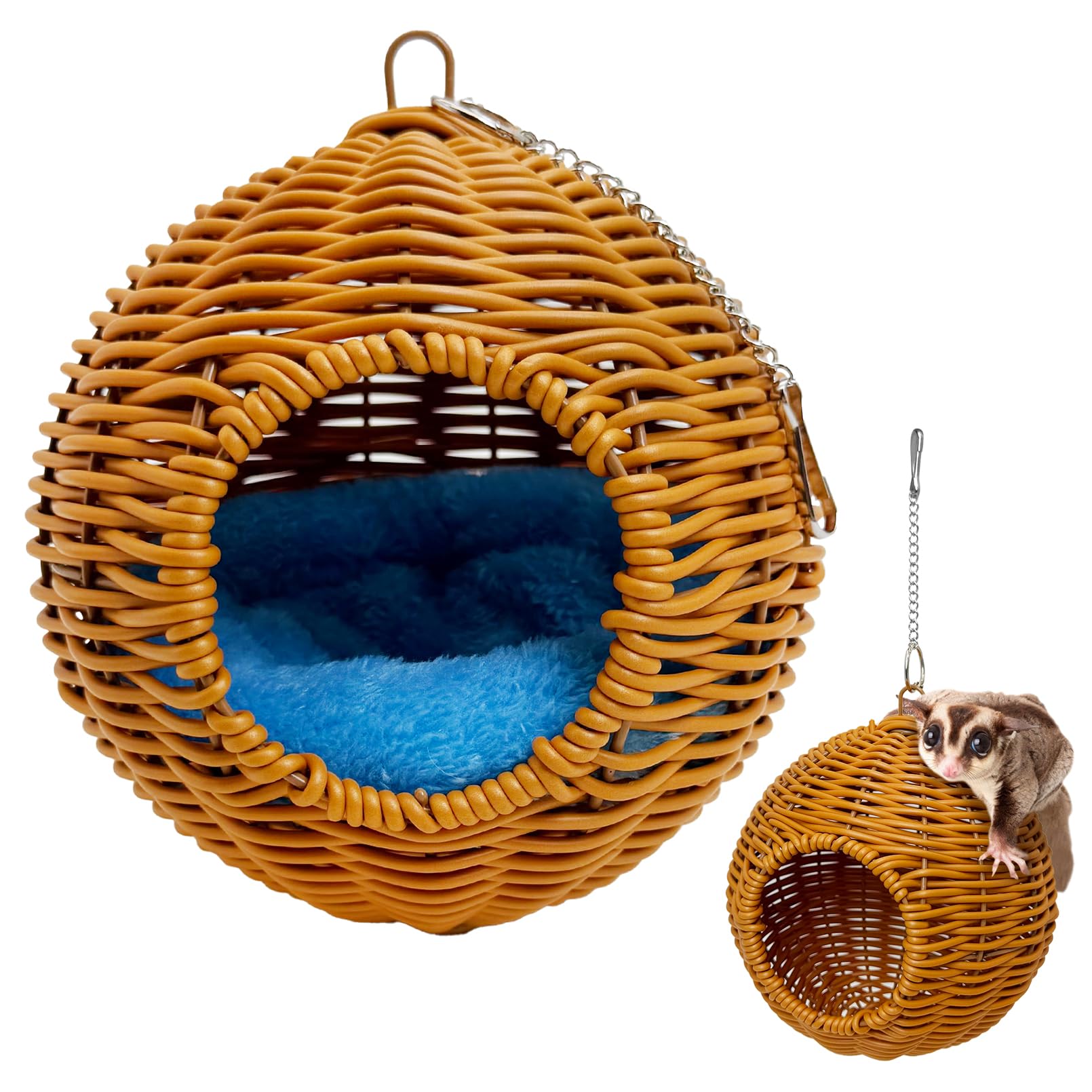 BNOSDM Sugar Glider Pouch, Pet Glider Cage Sleep Bag Squirrels Playing Hideout Hanging Hammock with Warm Cotton Pad Small Animal
