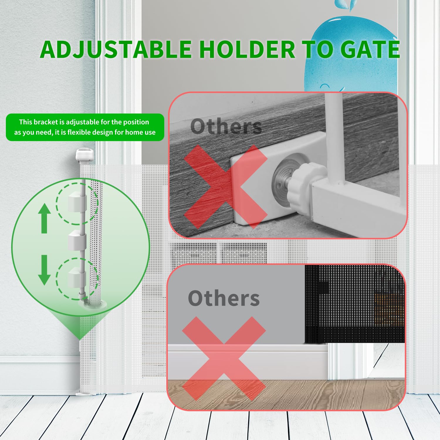 Upgraded Retractable Baby Gate for Stairs, 34''Tall Expands 71''Wide Ideal Safety Solution Dog Gate for Stairs Doorways Hallways