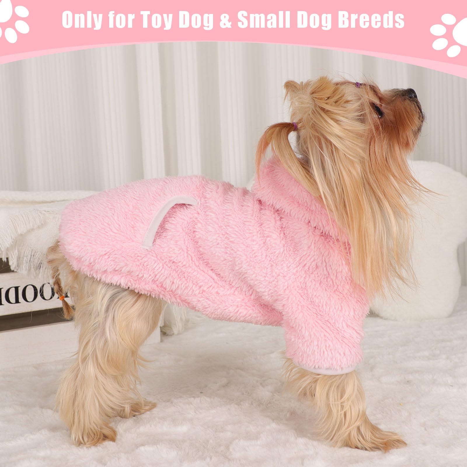 Dog Sweaters For Small Dogs Girl Fleece Dog Hoodie Winter Puppy Sweater For Chihuahua Teacup Yorkie Soft Stretchy Tiny Clothes S