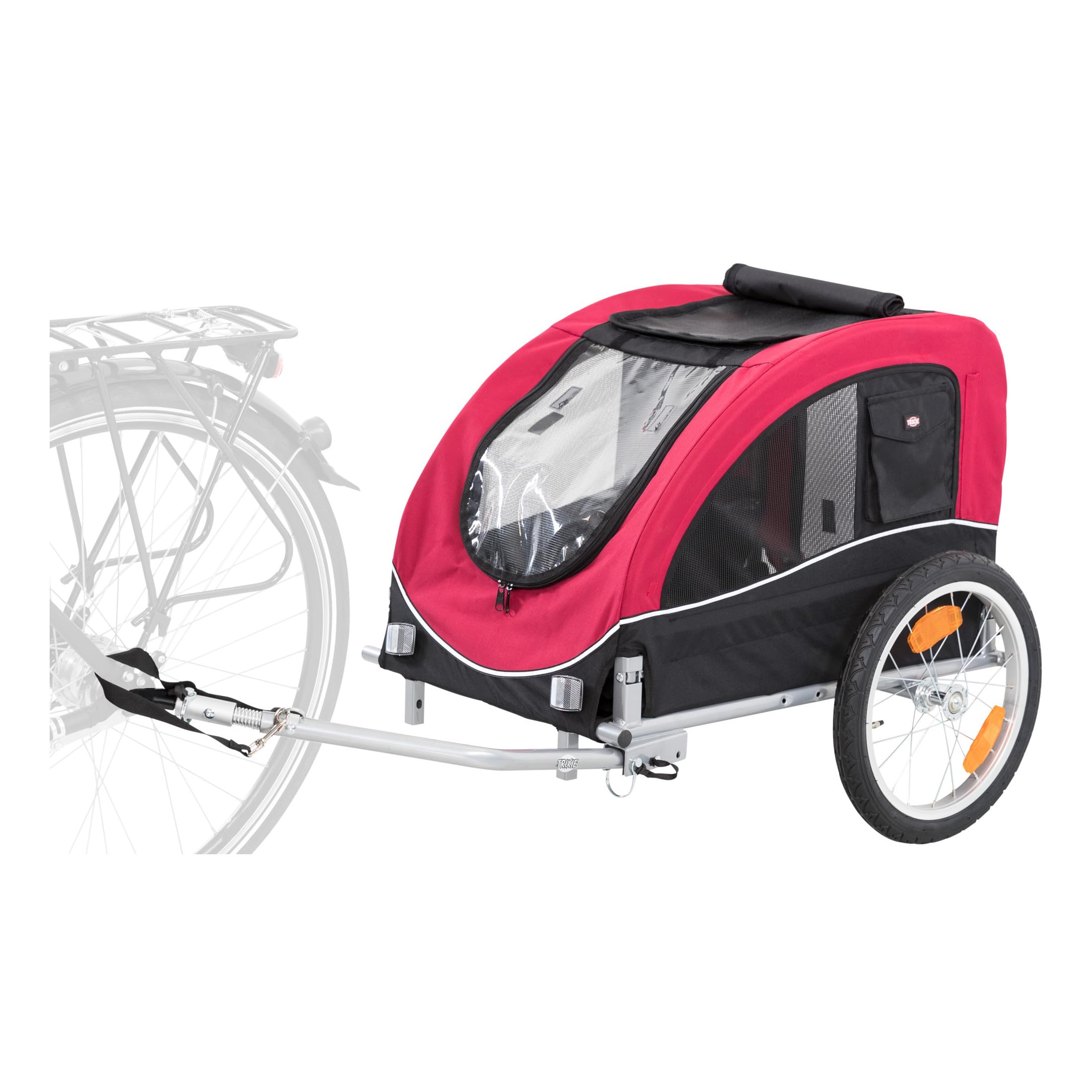 Trixie Convertible Dog Bike Trailer And Pet Stroller For Medium Dogs Up To 66 Lbs, Quick Set-Up And Fold Down, Red