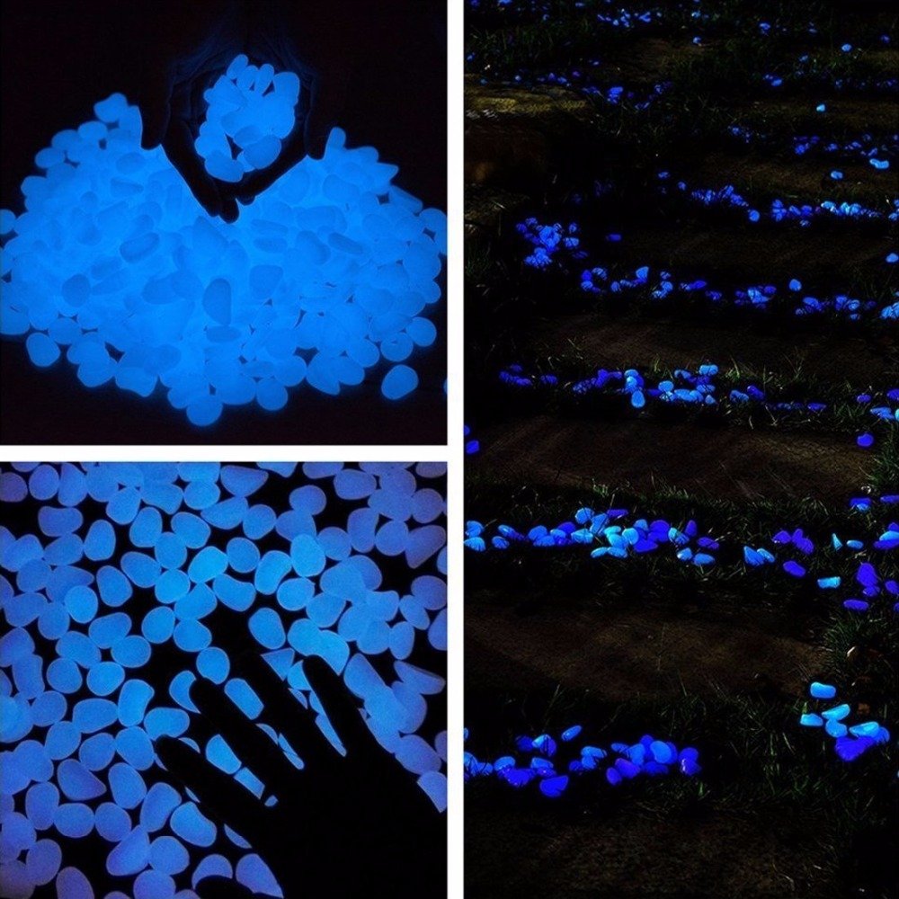 Oubest Fish Tank Rocks Glow Blue/Glow In The Dark Pebbles For Garden/Fish Tank/Aquarium/Plant Pots/Bonsai Walkway/Driveway 200Pcs
