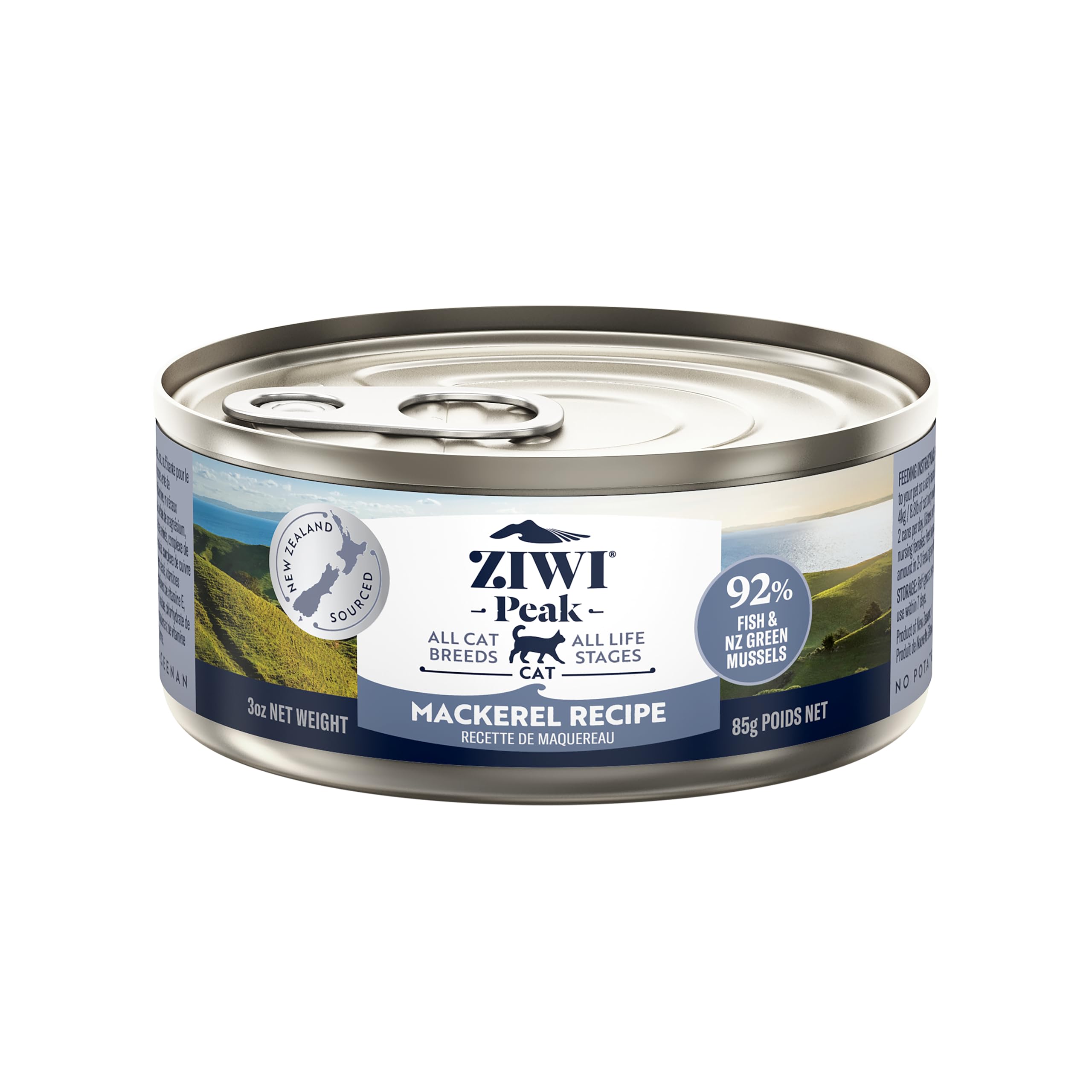 ZIWI Peak Canned Wet Cat Food - All Natural, High Protein, Grain Free, Limited Ingredient, with Superfoods (Mackerel, Case of 24