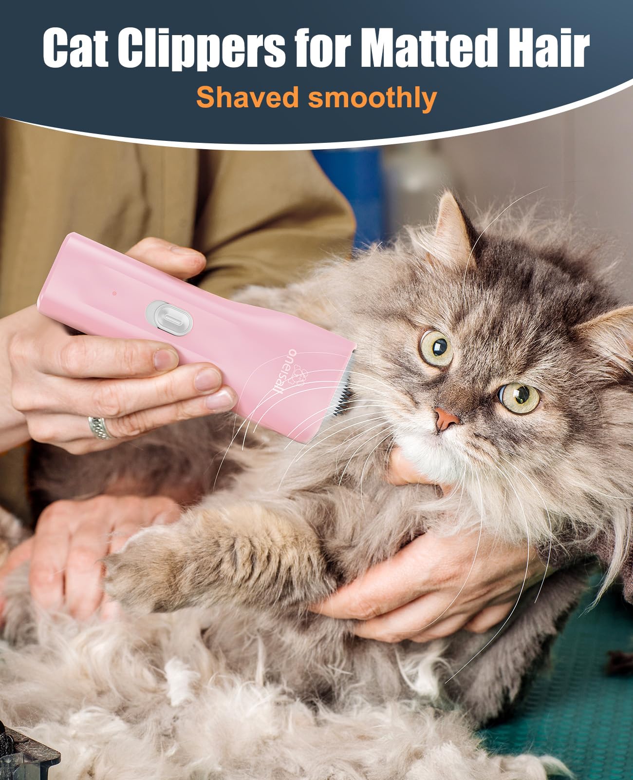 Oneisall Pet Clipper For Cat Matted Hair, Pet Shaver For Cats Quiet Pet Hair Clippers Cordless Cat Clippers For Matted Hair Cat Clippers For Long Hair