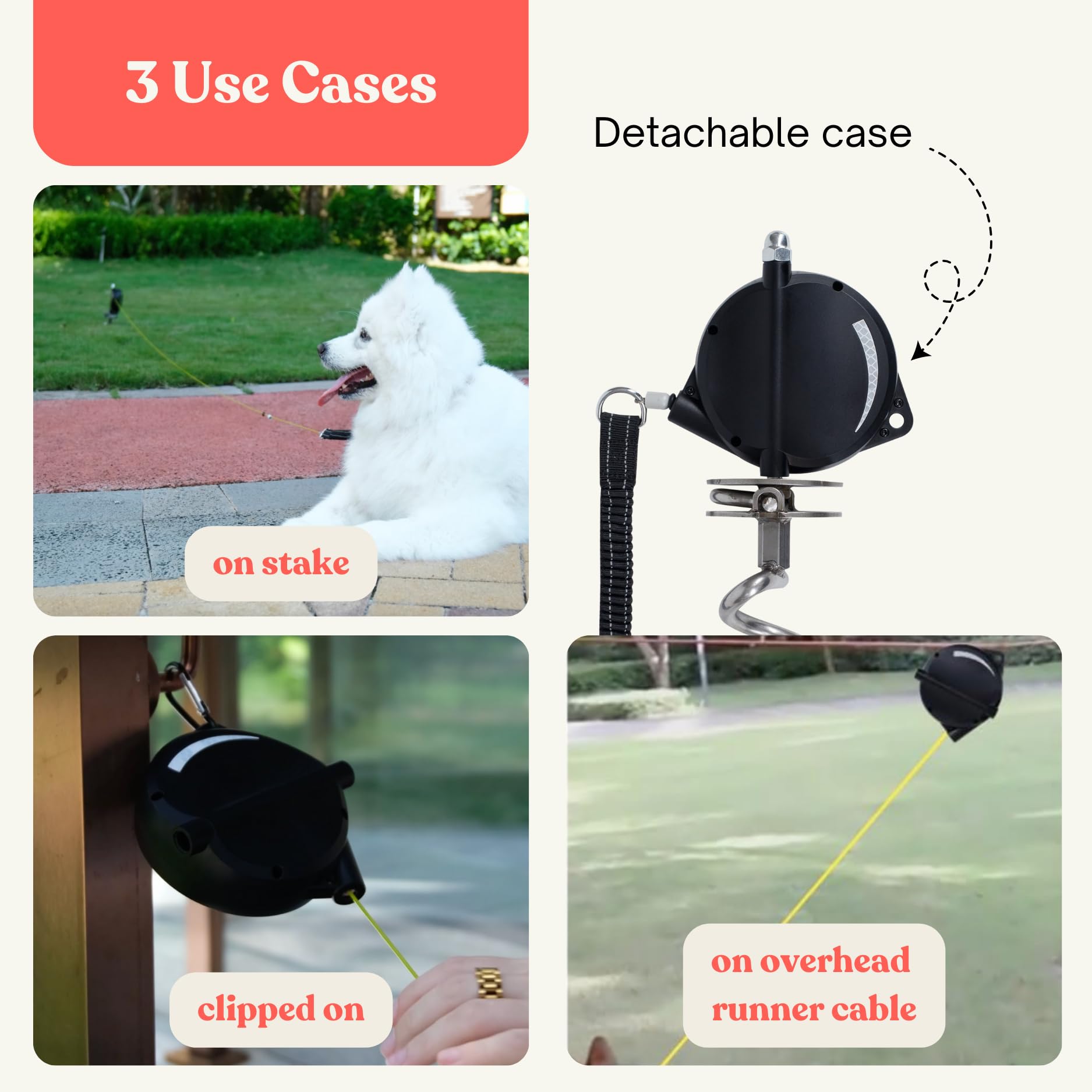 Heavy-Duty Retractable Dog Tie Out Cable: The Ultimate Dog Line For Outside - Super Strong Tie Out Retractable Cable For Dogs.