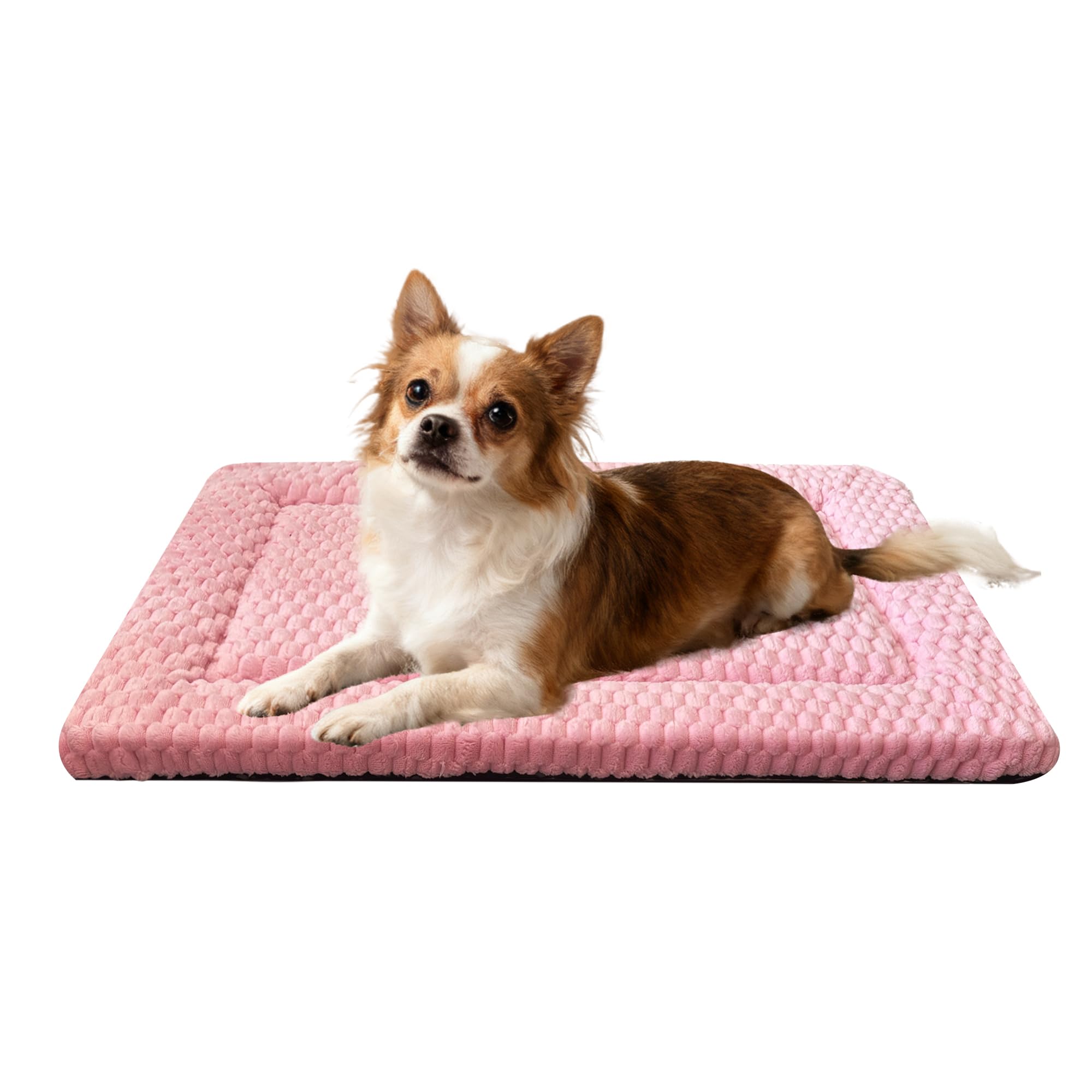 Dog Bed Crate Mat, Soft Durable Washable Anti-Slip Kennel Pad for Dogs & Cats, Reversible (Pink, M(30*20*1.5))