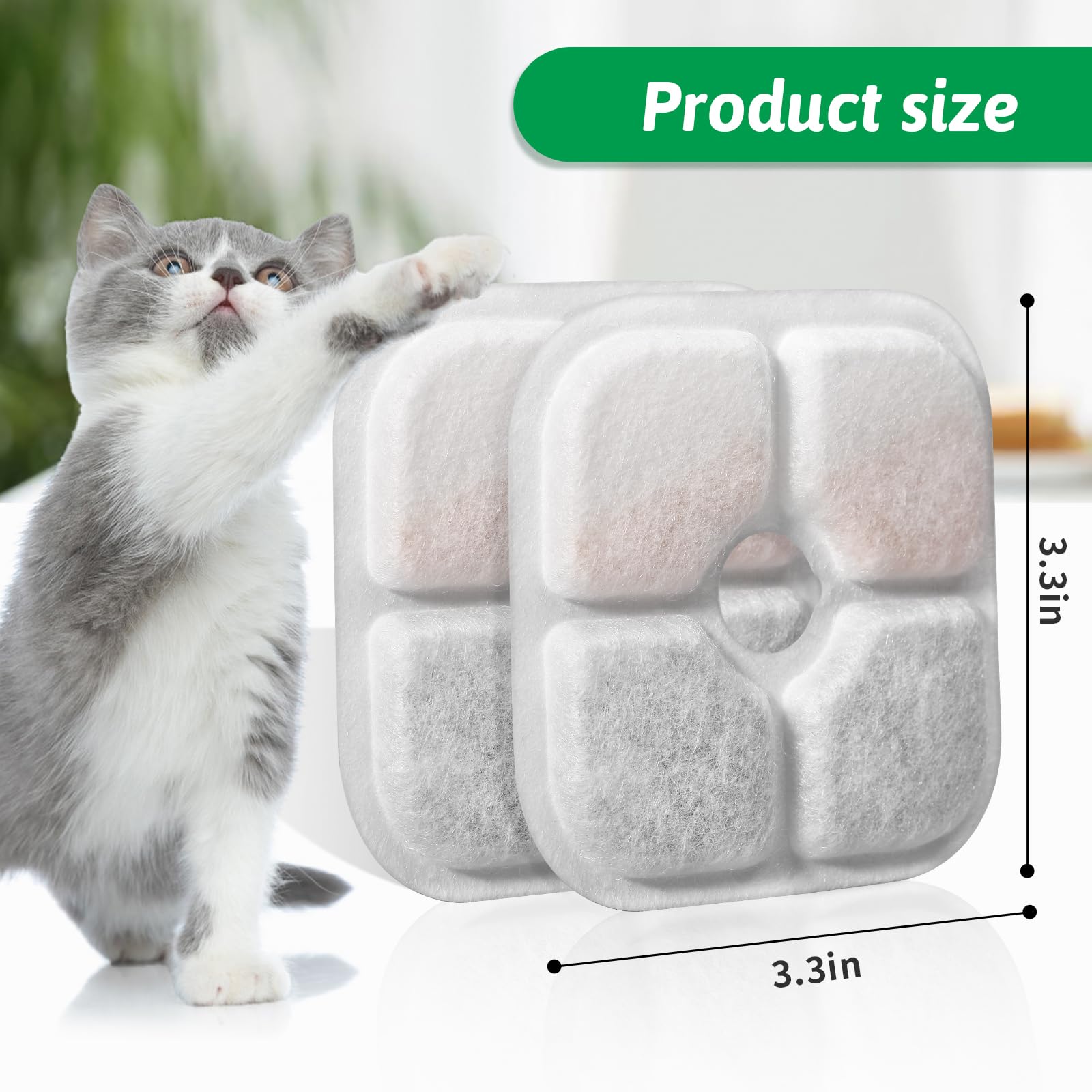 Cat Water Fountain Replacement Filters Fit For 2.5L Fountain With Whiskers Pattern Triple Action Water Pet Cat Drinking Fountain