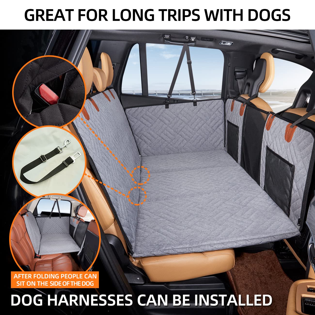 Yjgf Back Seat Extender For Dogs, Seat Cover For Back Seat Bed Inflatable For Car Camping Air Mattress,Dog Hammock For Car Trave