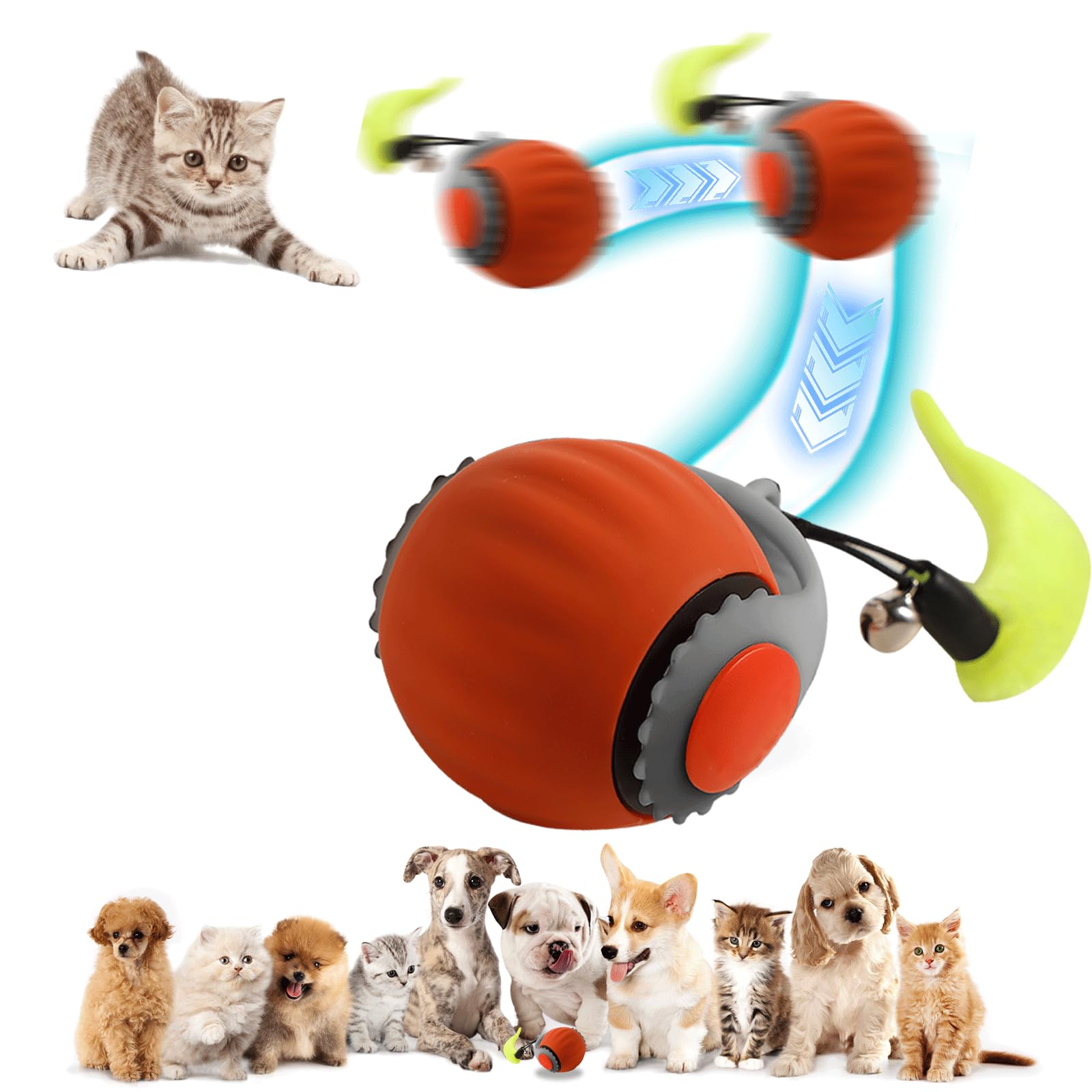 Hanipuppy Interactive Cat Ball Speedy Tail 3.0 Pet Toy Rolling Ball, Interactive Toys For Indoor Cats, 360 Smart Automatic Dog K