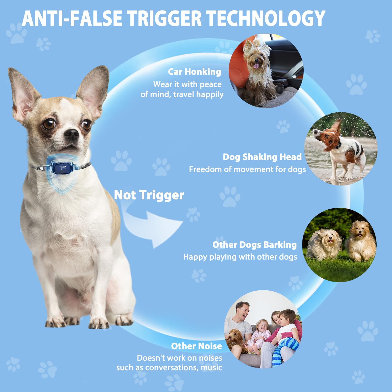 Ricivi Dog Bark Collar For Small Dogs 2 Pack, No Shock Anti-Bark Collars With 7 Sensitivities, 3 Adjustable Modes Beep & Vibrati