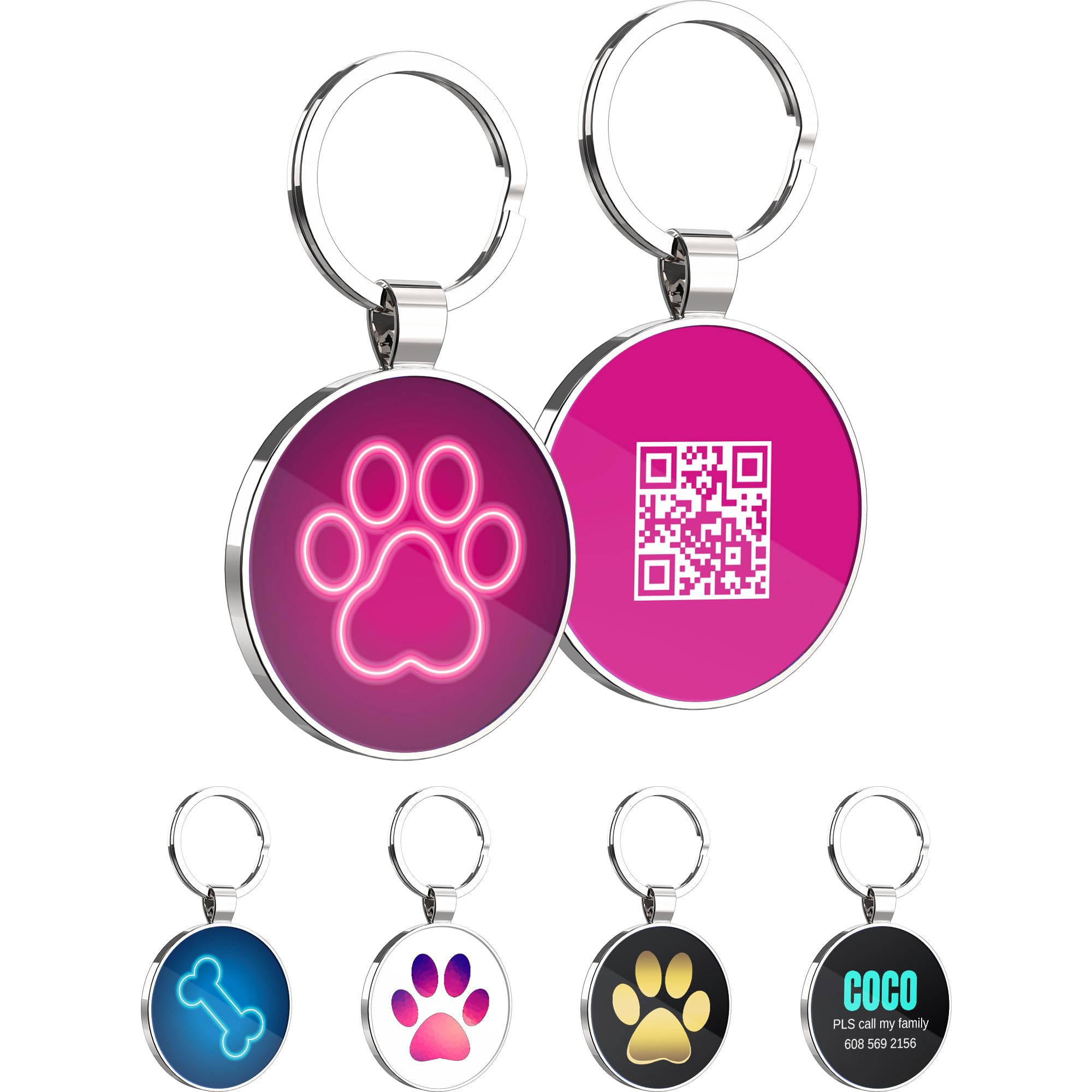 KEKID QR Code Dog Tag,Dog Tags Personalized for Pets, Custom Dog Name ID Tags Personalized Dog and Cat Tags -Free Online&Scan QR