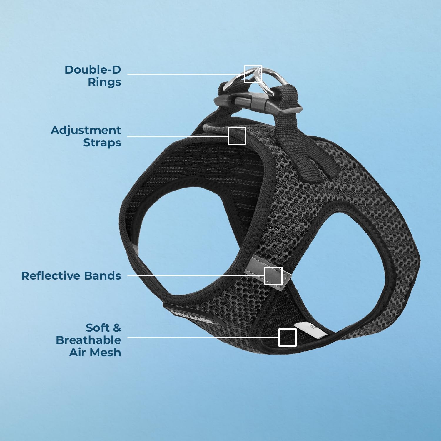 Voyager Step-In Air Dog Harness - All Weather Mesh, Reflective, No Pull Harness For Small, Medium Dogs, Cats - Secure With Hook & Loop Fastener, Buckle, Double D-Rings - Gray 2-Tone, L