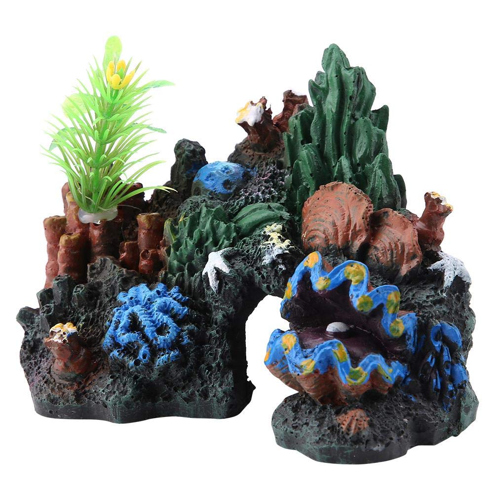 Zerodis Colorful Artificial Sea Coral Reef Ornament Resin Cave Decoration Aquatic Miniatures Landscape for Fish Aquarium Theme R