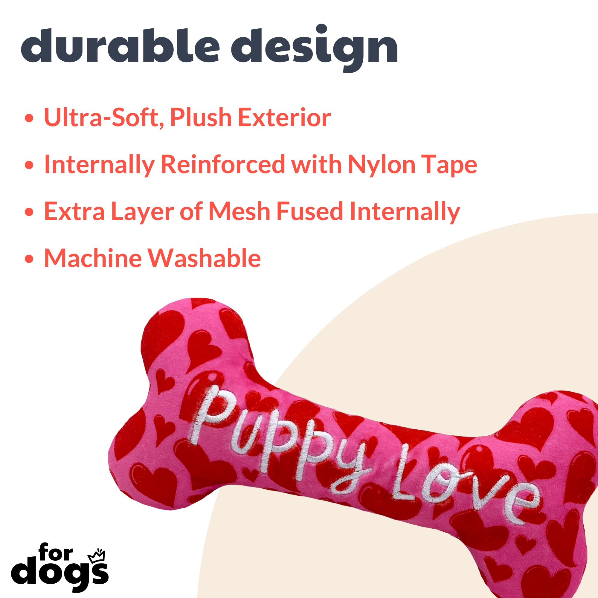 Huxley & Kent For Dogs | My Puppy Love Bone (Small) | Valentine'S Day Funny Dog Toy | Power Plush Dog Toy With Squeaker | Dog Gi