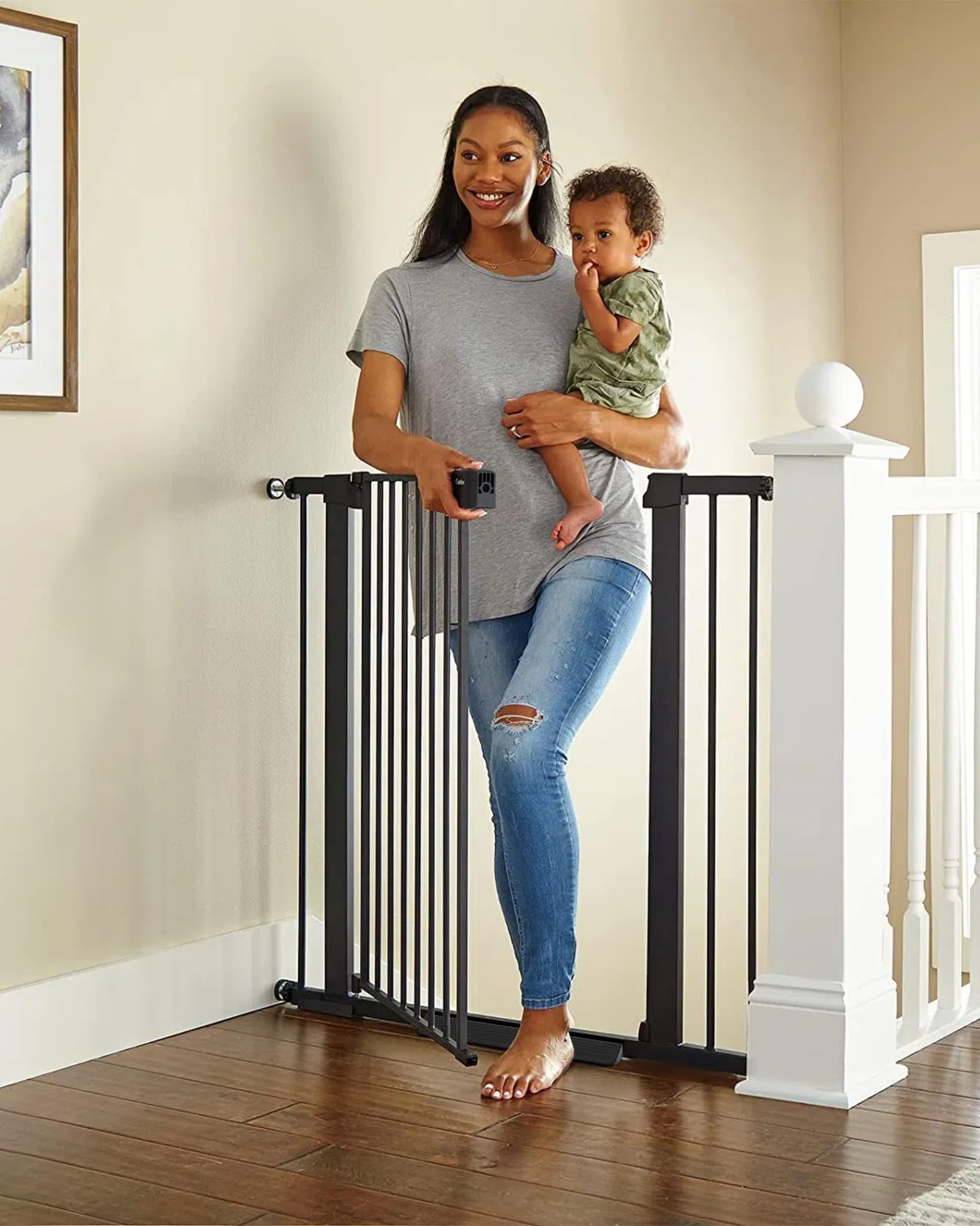 Cumbor 36'' Extra Tall Baby Gate for Dogs and Kids with Wide 2-Way Door, 29.7-40.6'' Width, and Auto Close Personal Safety for B