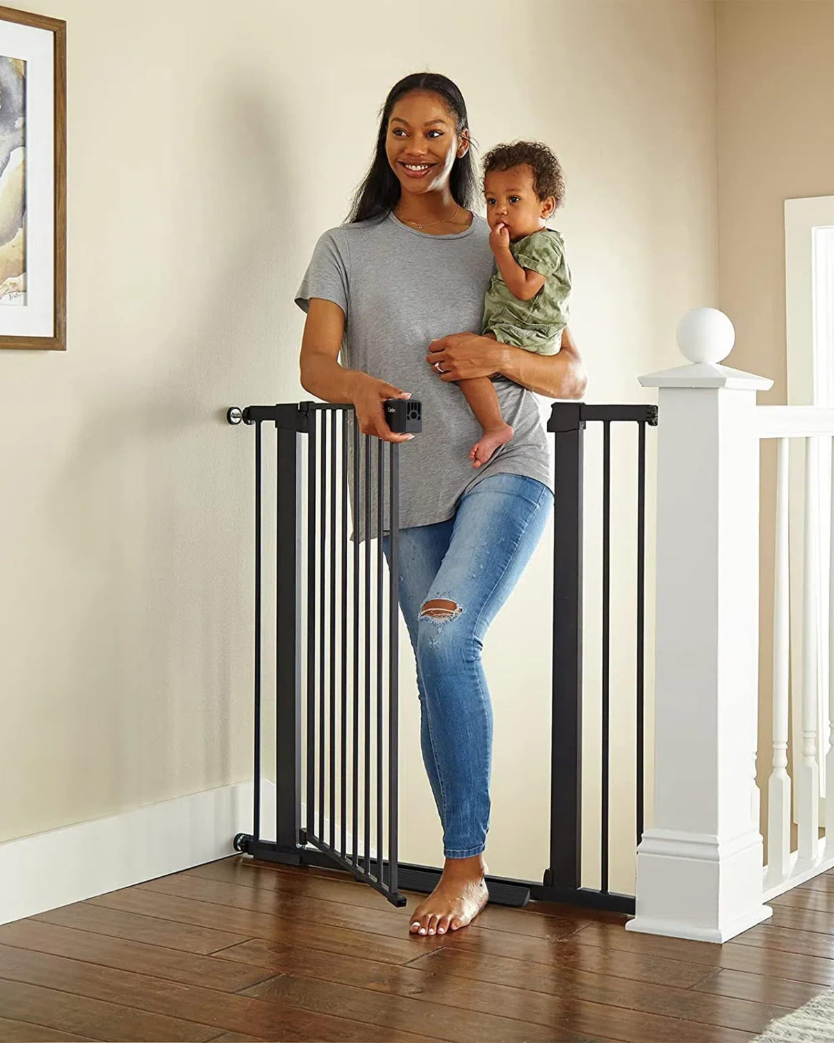 Cumbor 36'' Extra Tall Baby Gate for Dogs and Kids with Wide 2-Way Door, 29.7-40.6'' Width, and Auto Close Personal Safety for B