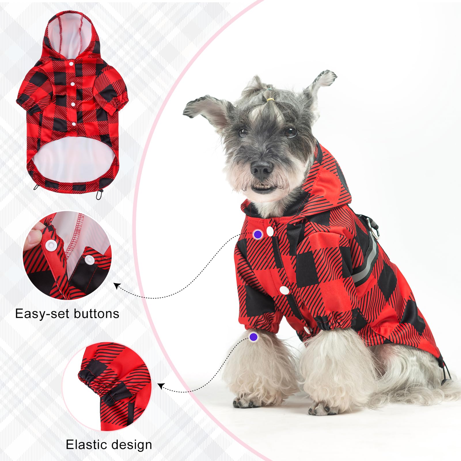 Beautyzoo Dog Raincoat Hooded With Harness Built-In For Small Medium Large Dogs Girls Boys, Dog Rain Jacket Slicker Poncho,Water