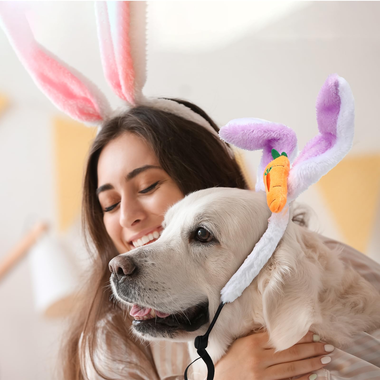 Xunyee 8 Pcs Easter Dog Headbands Bunny Ears Headbands Cute Carrot Rabbit Ears Adjustable Pet Headwear Accessories For Easter Pa