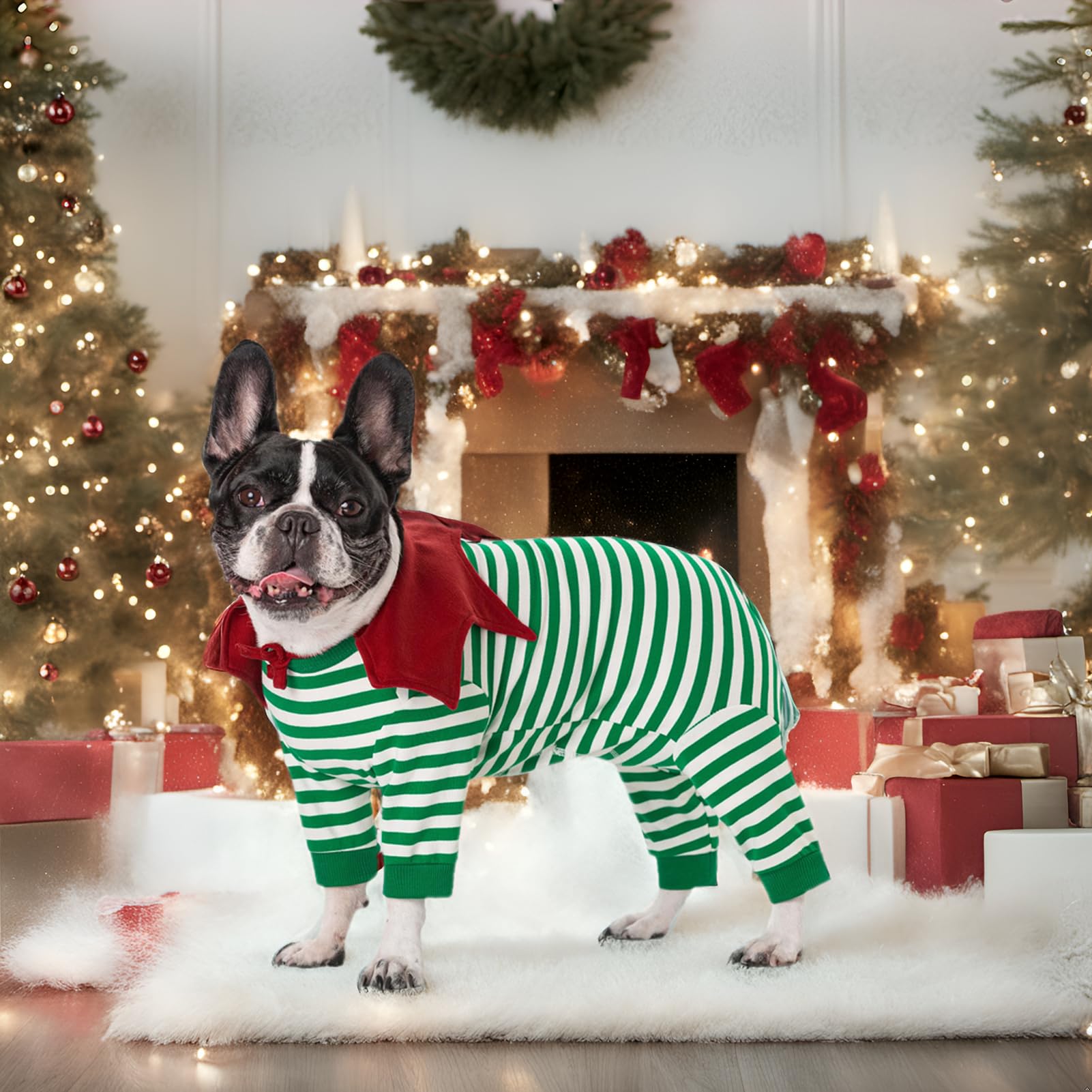Miaododo Striped Dog Surgery Recovery Suit Female Male,Puppy Dogs Onesie Cats Long Sleeve Bodysuit After Surgery Neuter For Abdo