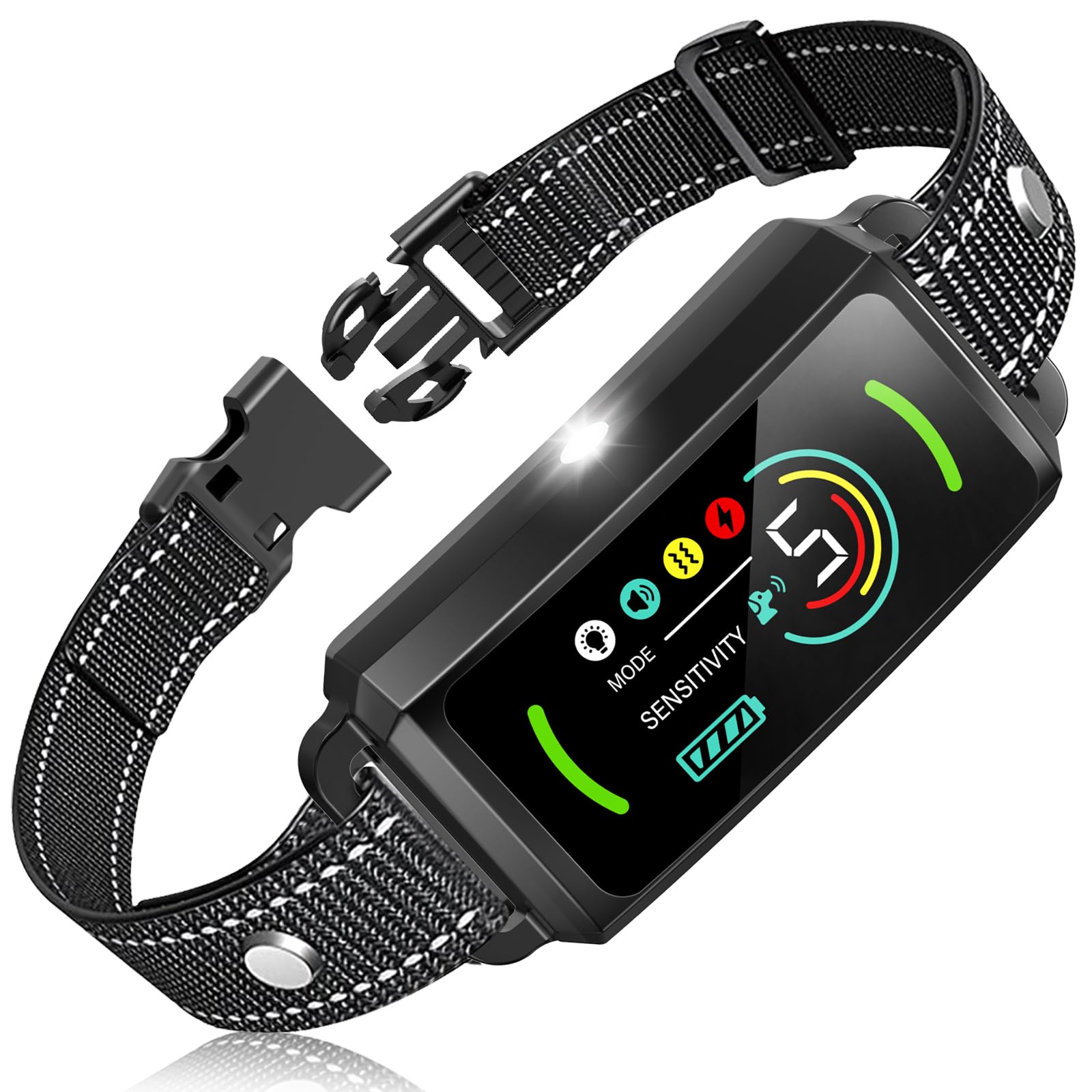 Bark Collar, Rechargeable Dog Bark Collar, Anti Barking Training Collar With Flashing Light, 5 Adjustable Sensitivity Beep Vibra