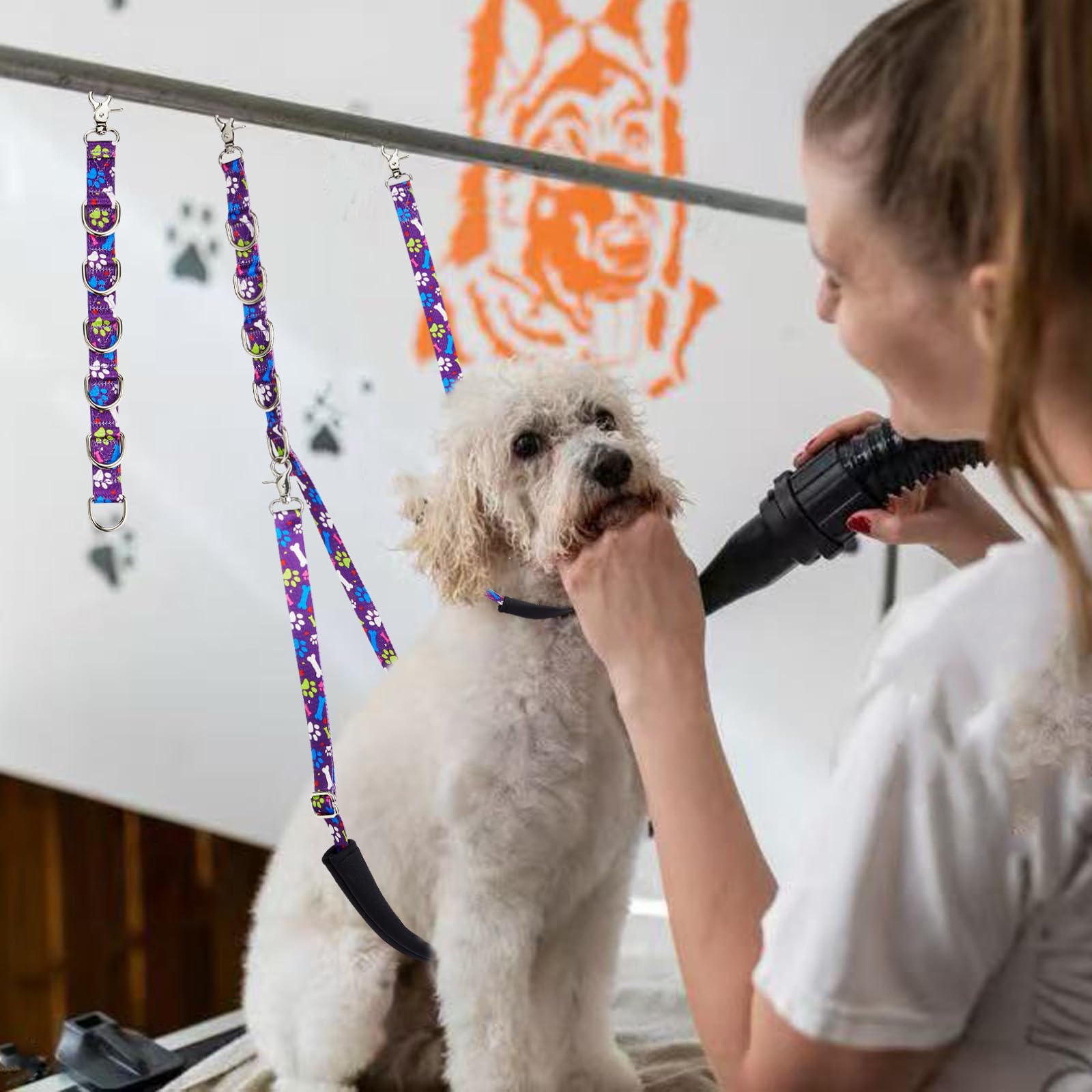 Fursdoly Dog Grooming Belly Straps - Pet Dogs Grooming Belly Band Dog Grooming Table Arm Accessories Cute Paw And Bone Pattened